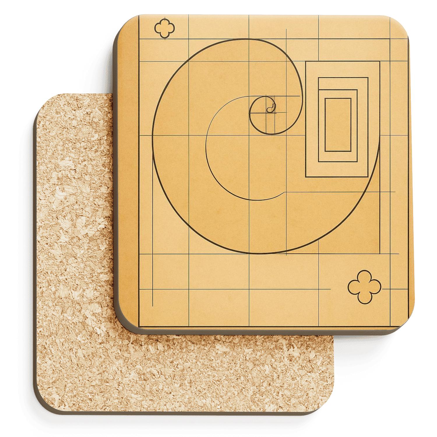 Golden Ratio Grid Study cork coaster sets