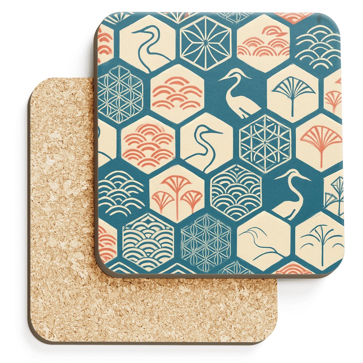 Midcentury Japonisme Geometric Repeat custom engraved coasters