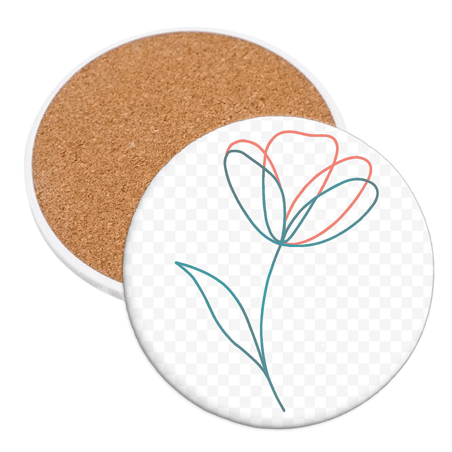 Elegant Minimalist Floral Line Art decorative beverage coasters