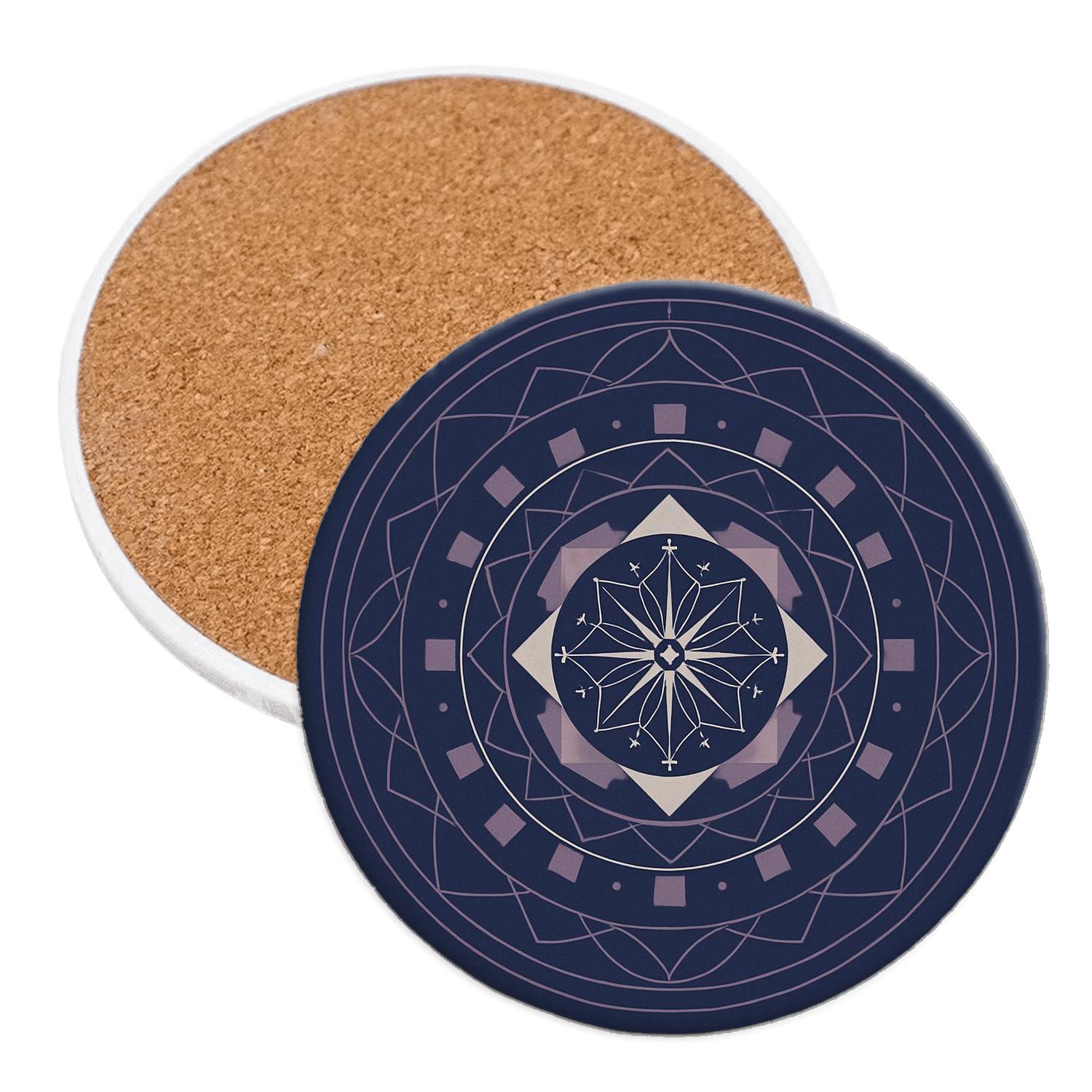 Linear Radiant Mandala wooden table coasters