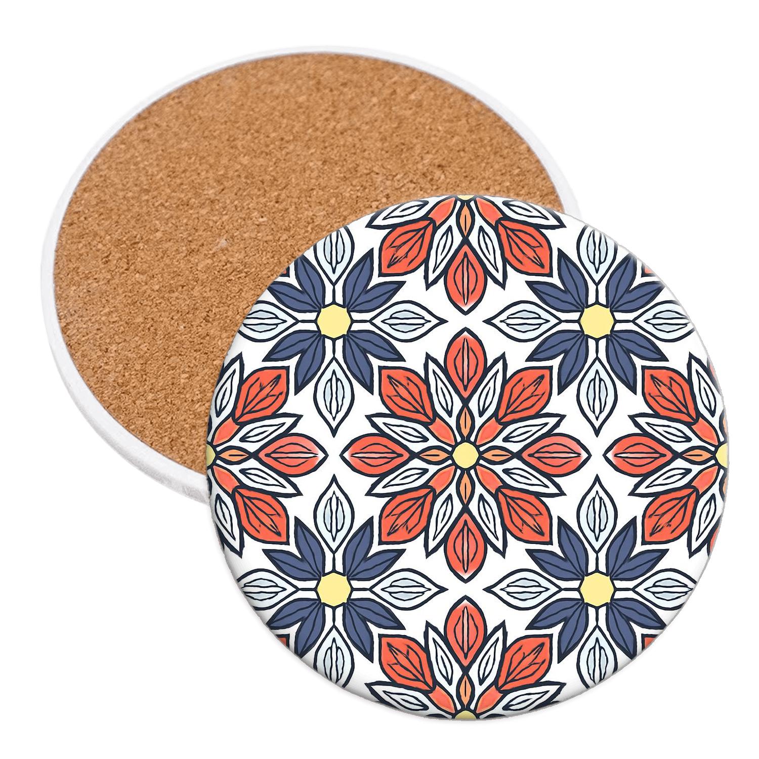 Solar Grid Blossom wooden table coasters