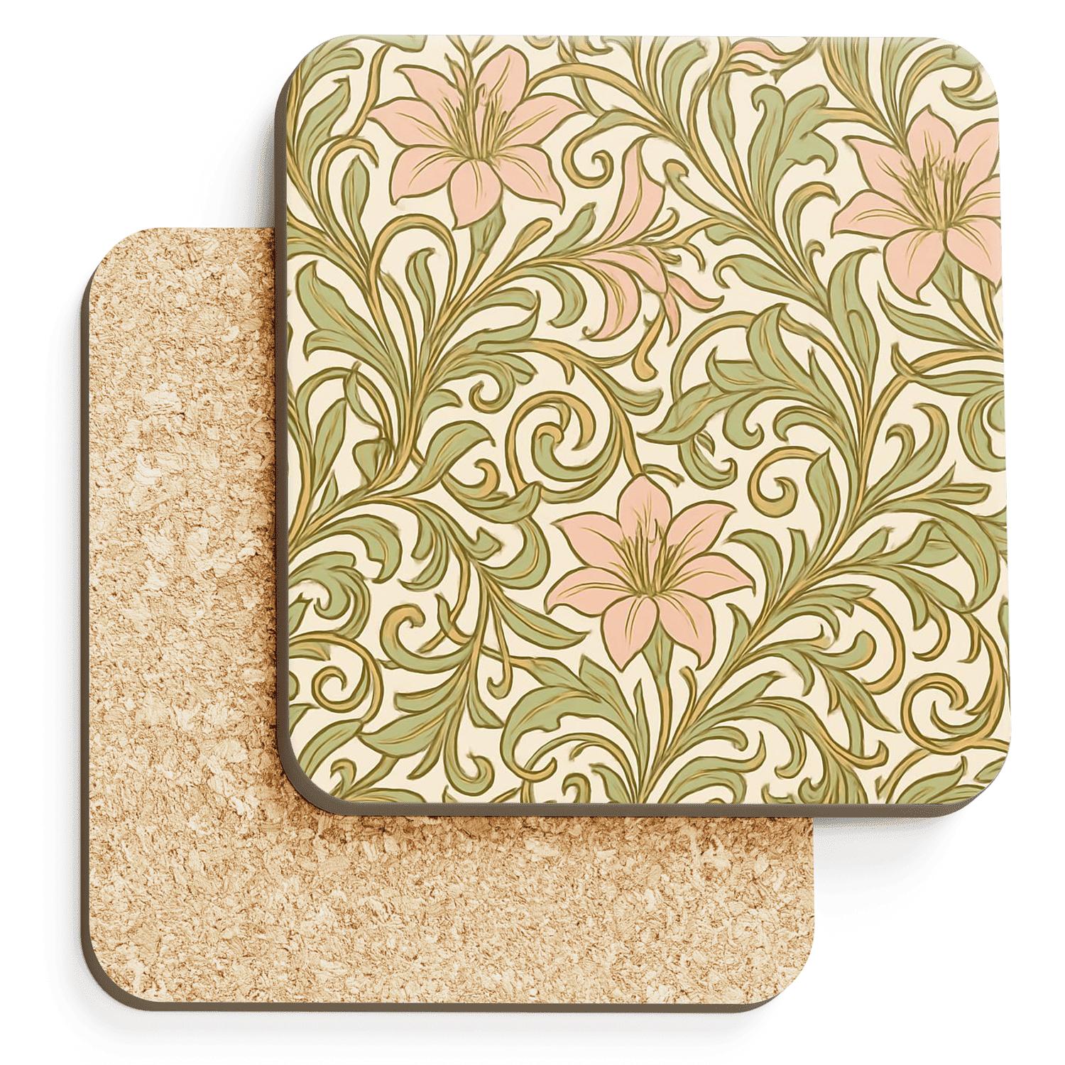 Art Nouveau Floral Elegance decorative beverage coasters