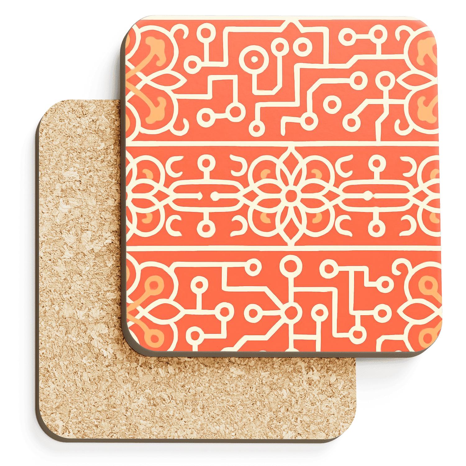 Coral Circuit Tapestry personalized drink coasters