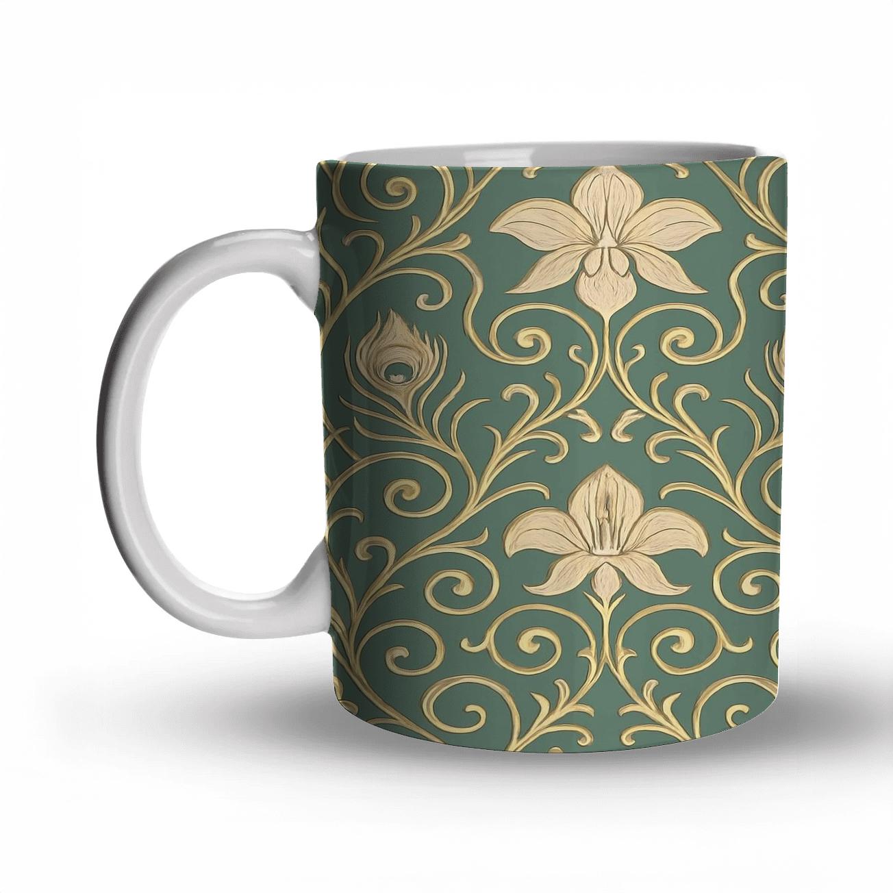Ornamental Nouveau Linework insulated thermal mugs