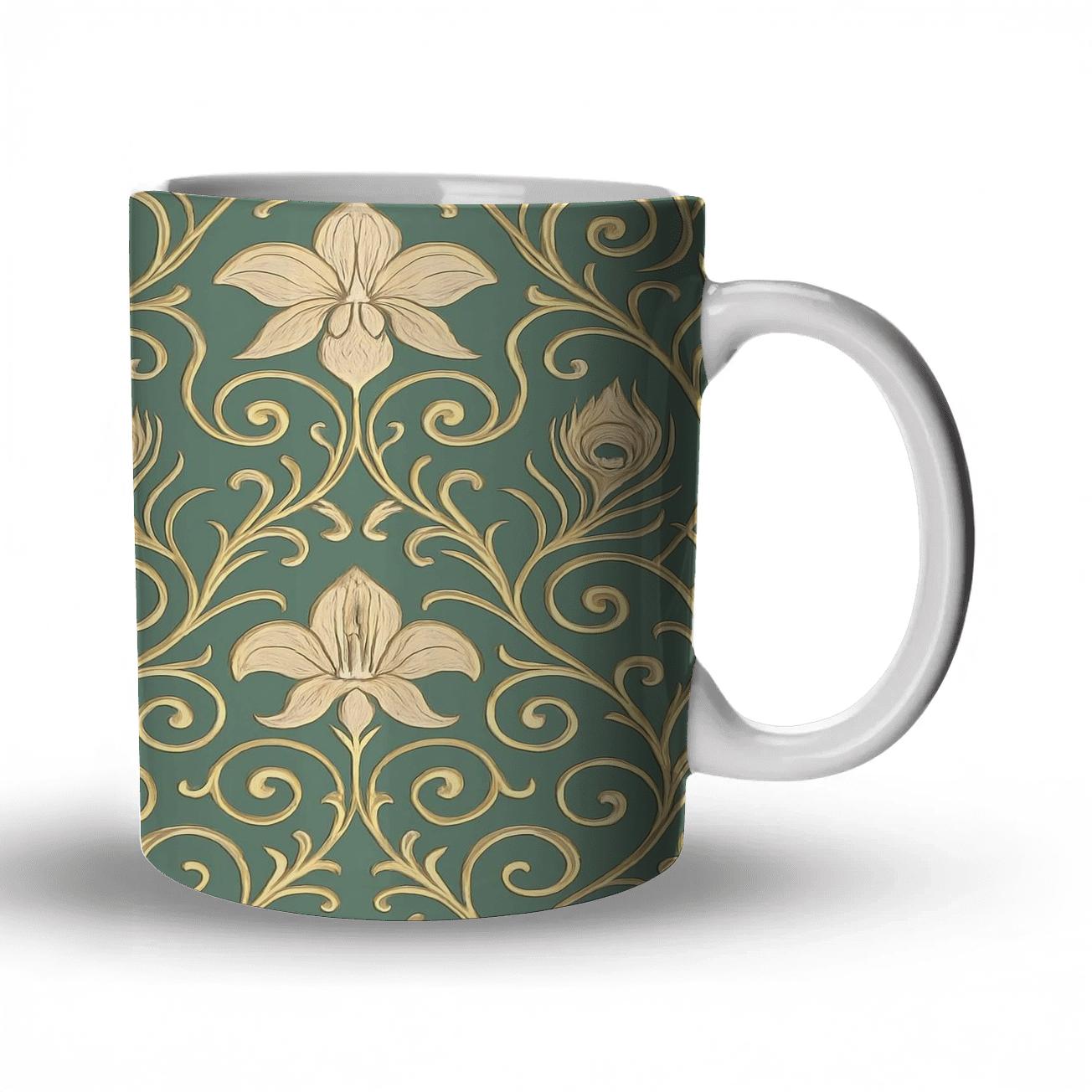 Ornamental Nouveau Linework insulated thermal mugs