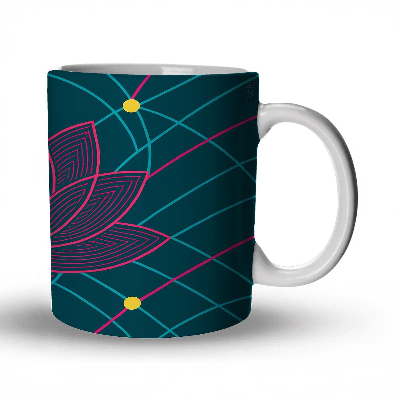 Neon Geometric Lotus decorative mug sets