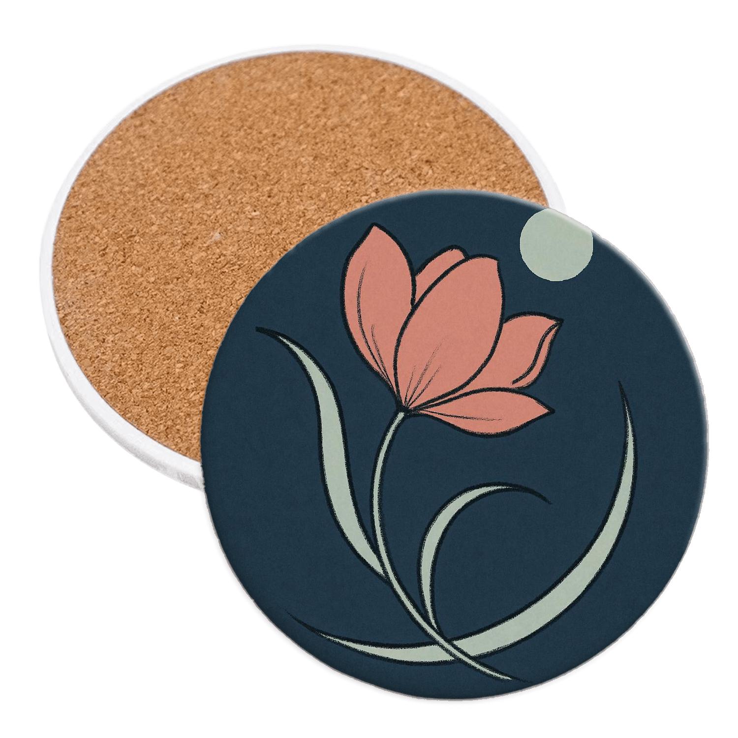 Lunar Blossom decorative beverage coasters