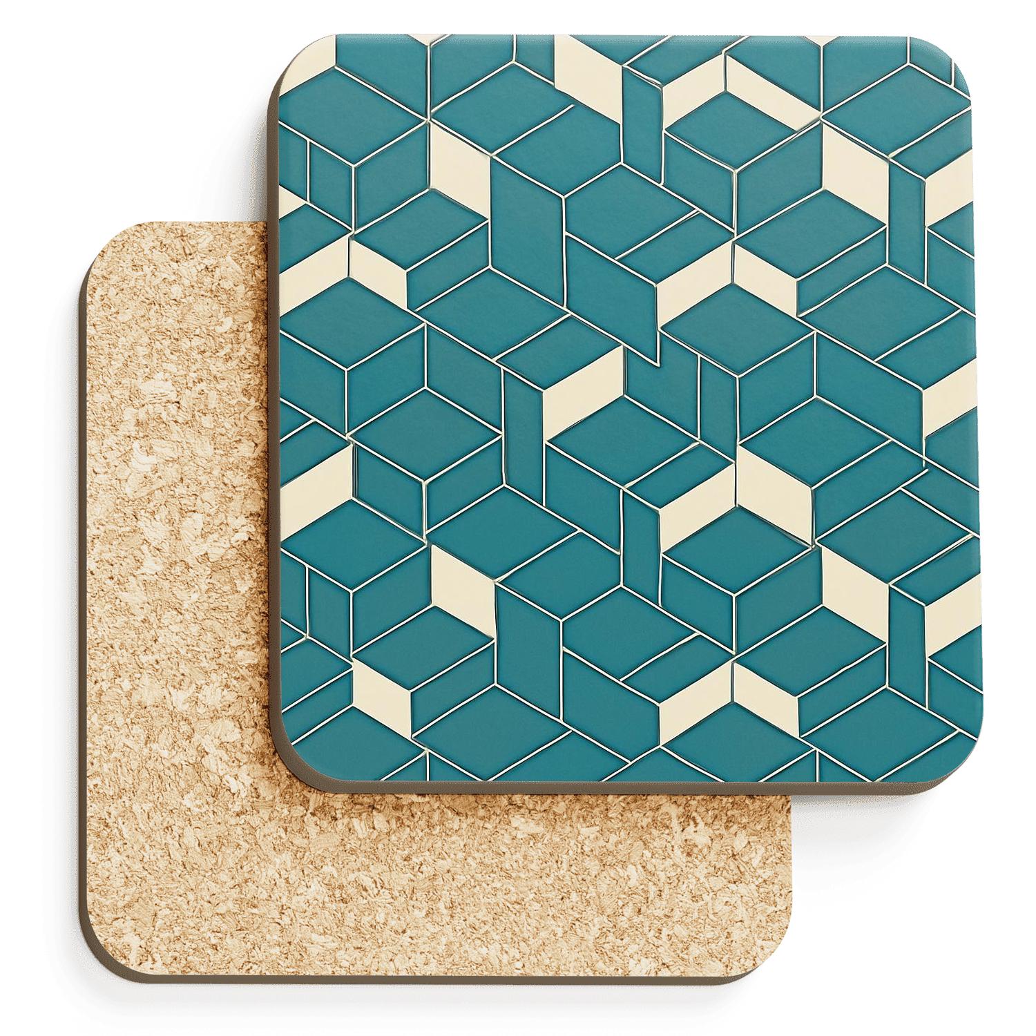 Modular Isometric Lattice wooden table coasters