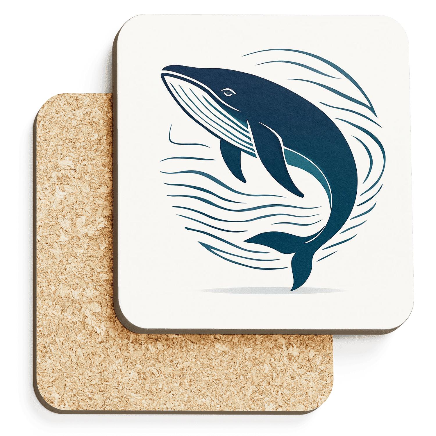 Midnight Whale Wrap cork coaster sets