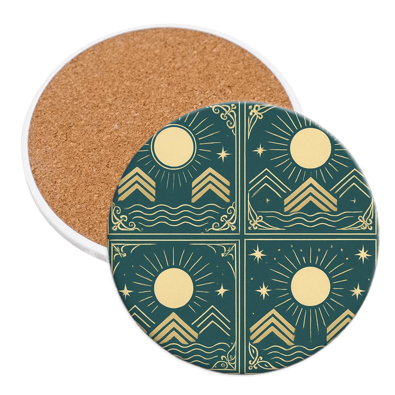 Art Deco Celestial Panels stone coaster collections