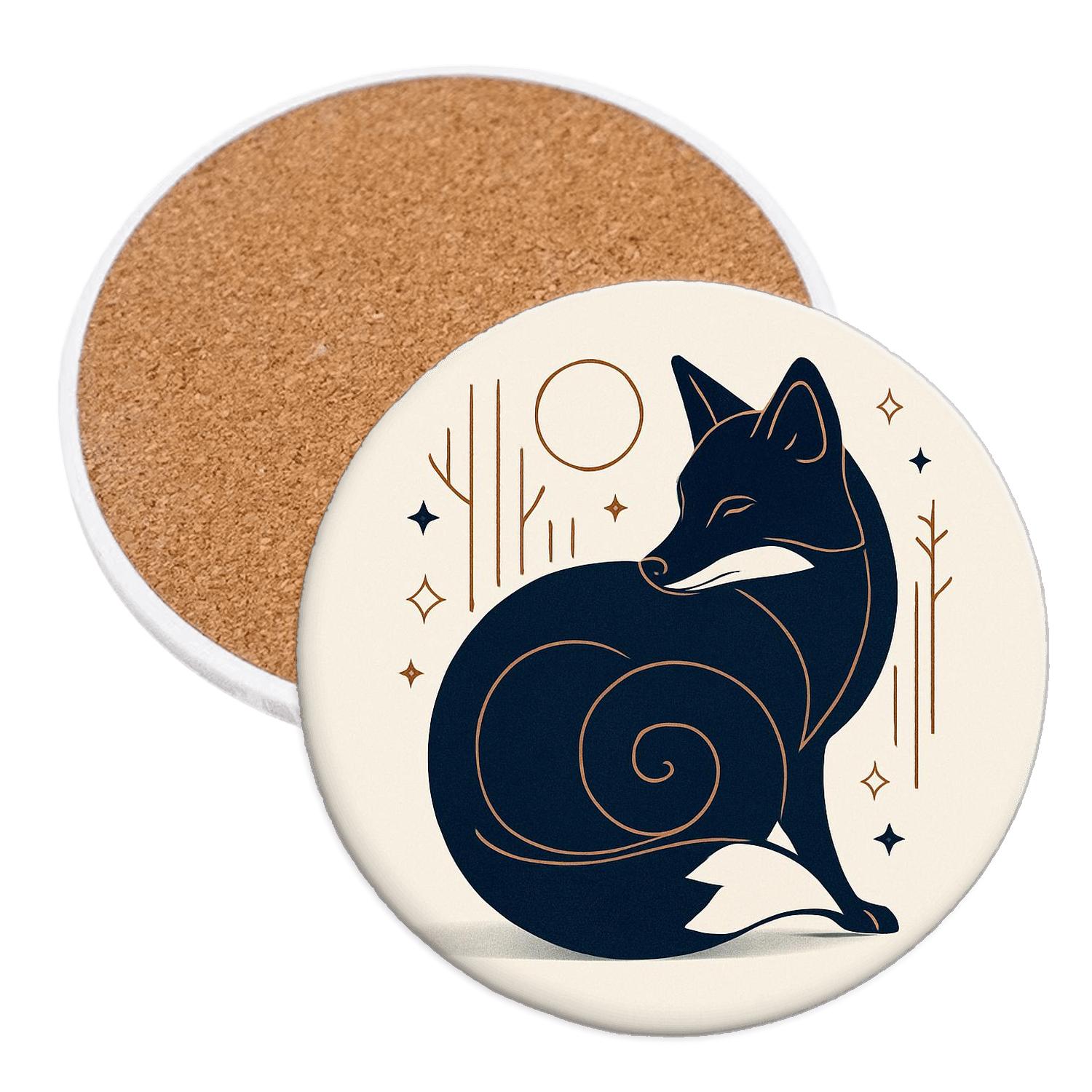 Midnight Fox Wrap custom engraved coasters