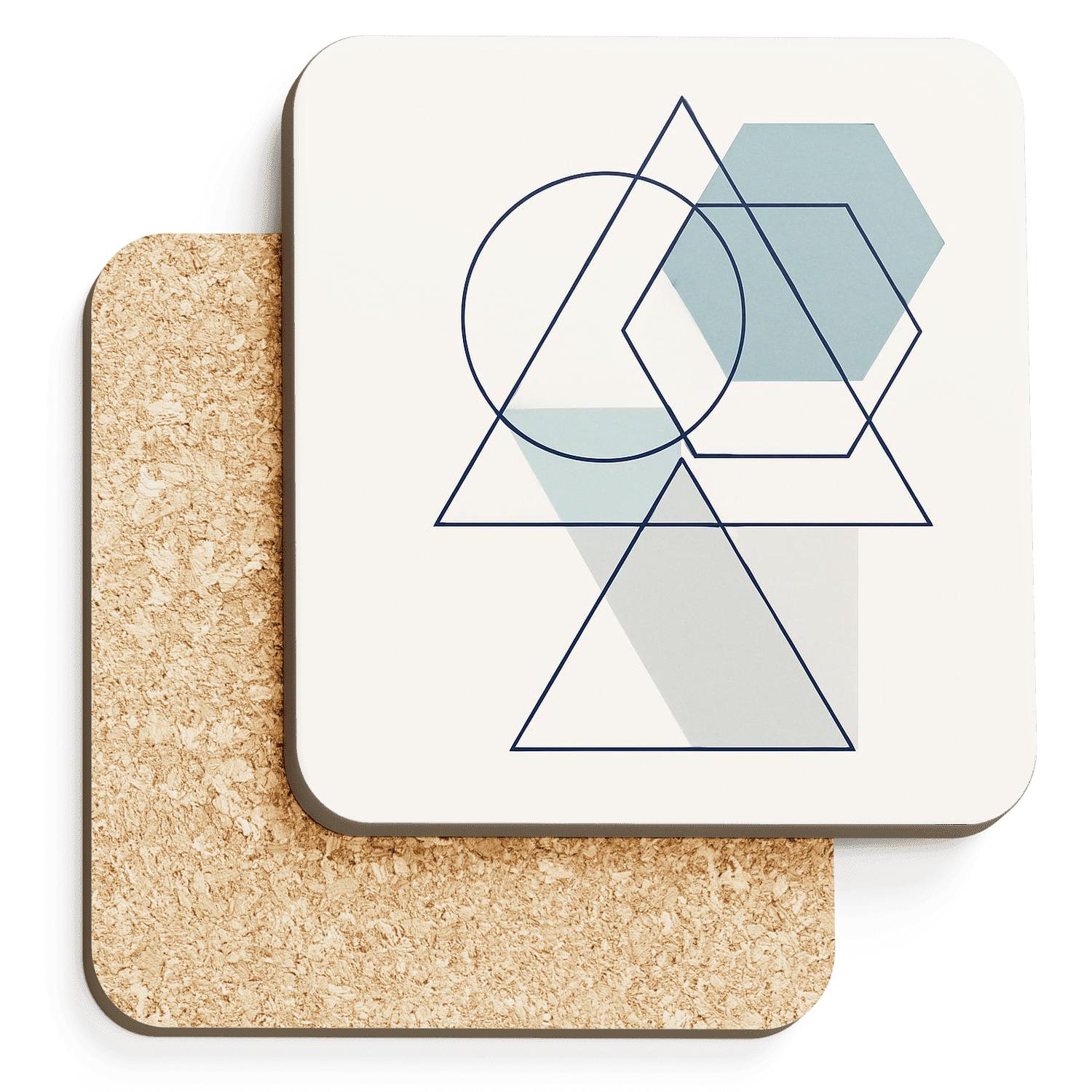 Abstract Geometric Line Art With Cool Blues coasters for home decor