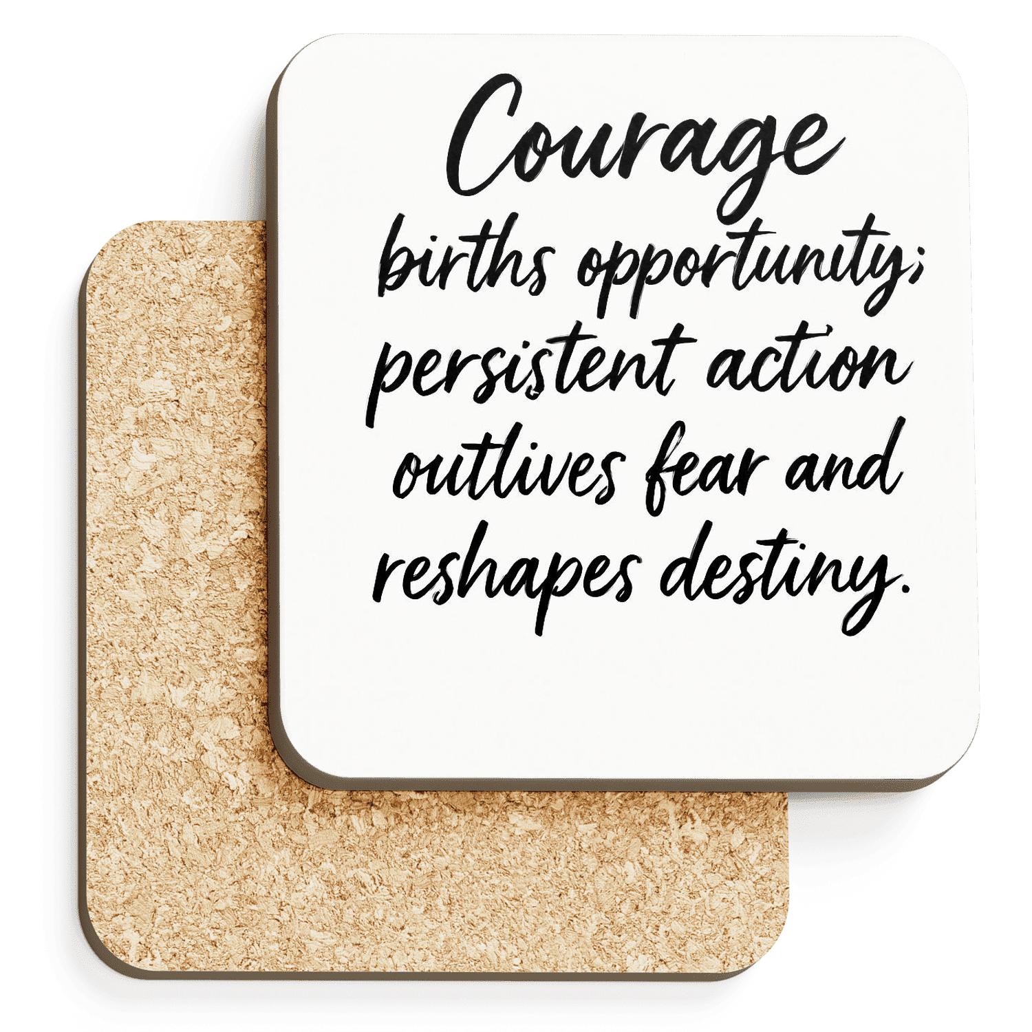 Courage Reshapes Destiny absorbent drink coasters