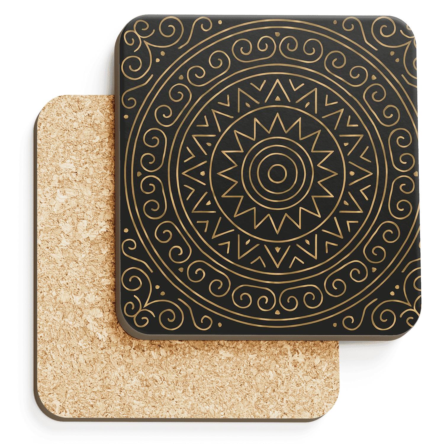 Golden Radiant Mandala stone coaster collections
