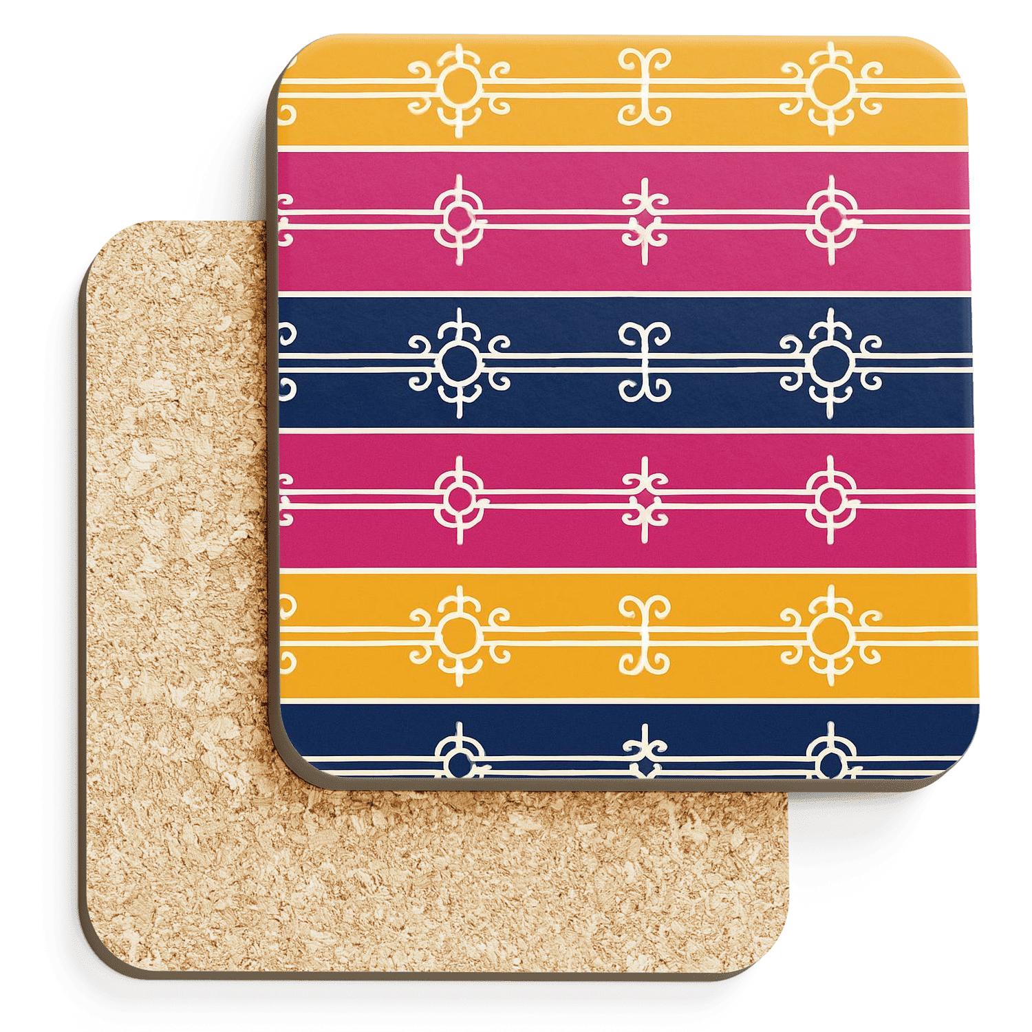 Solar Mosaic Stripes cork coaster sets