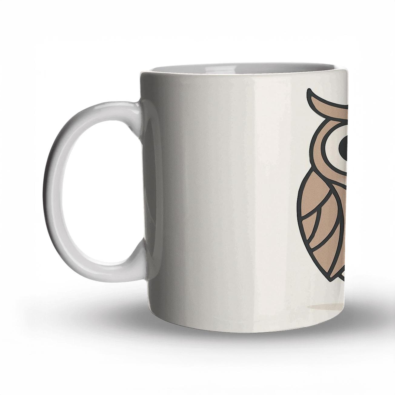 Minimalist Owl Line Art Pattern custom printed mugs