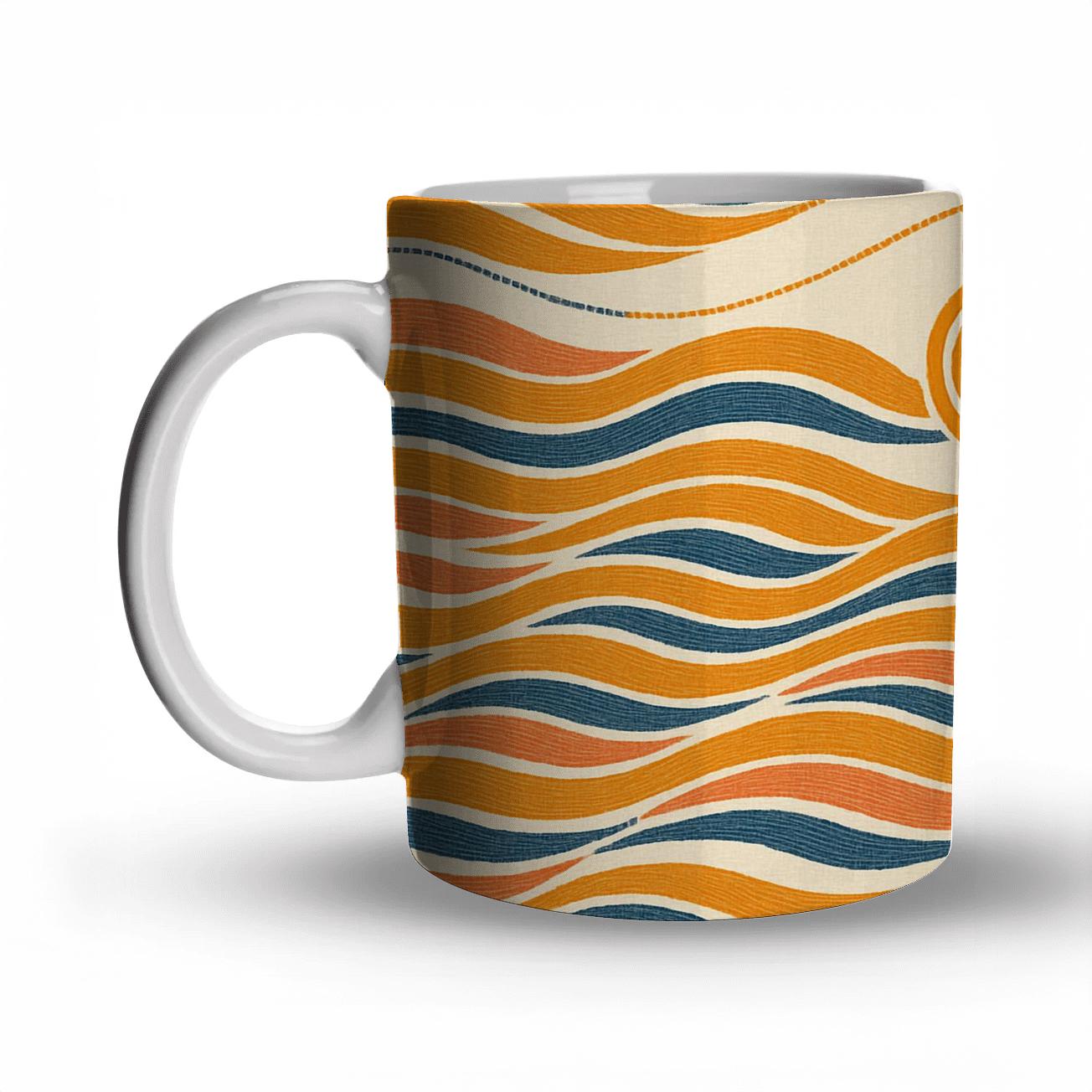 Solar Wave Tapestry ceramic coffee mugs