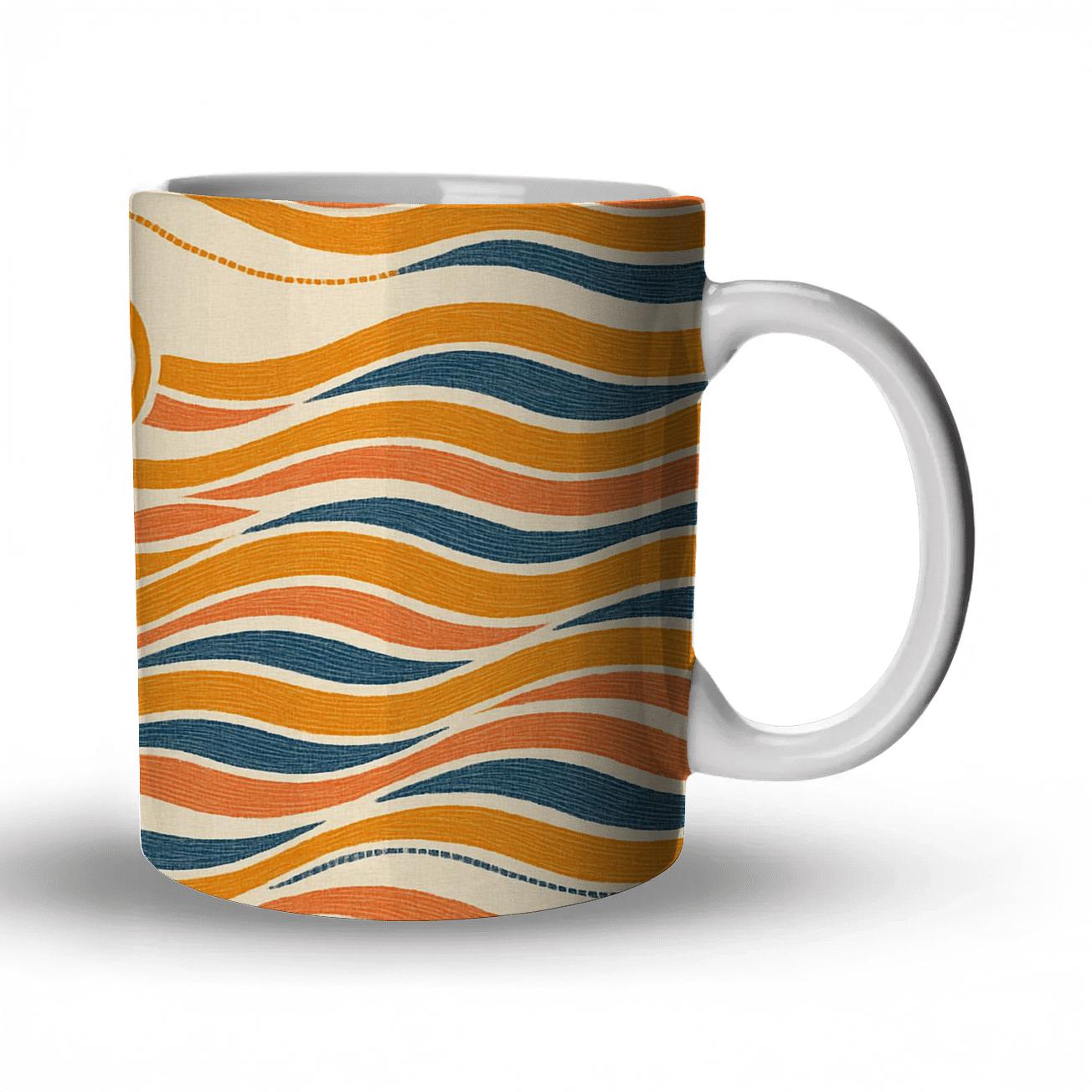 Solar Wave Tapestry ceramic coffee mugs