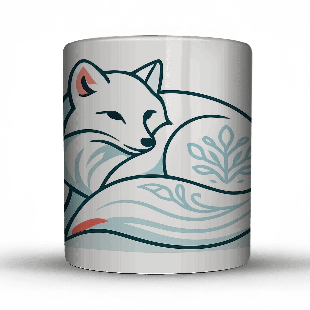 Minimalist Arctic Fox Emblem novelty coffee mugs