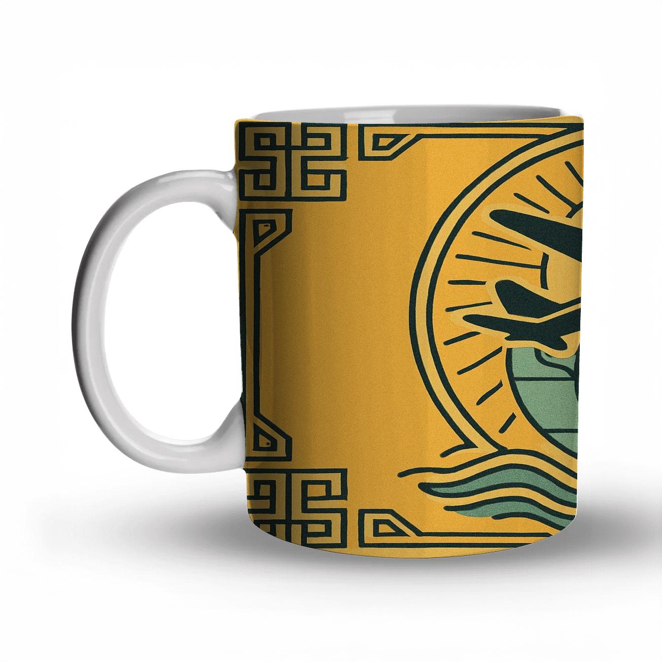 Midcentury Geometric Travel Emblem novelty coffee mugs