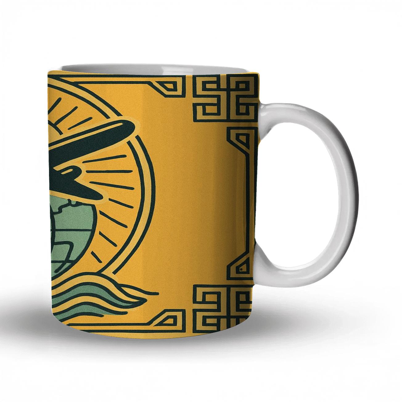 Midcentury Geometric Travel Emblem novelty coffee mugs