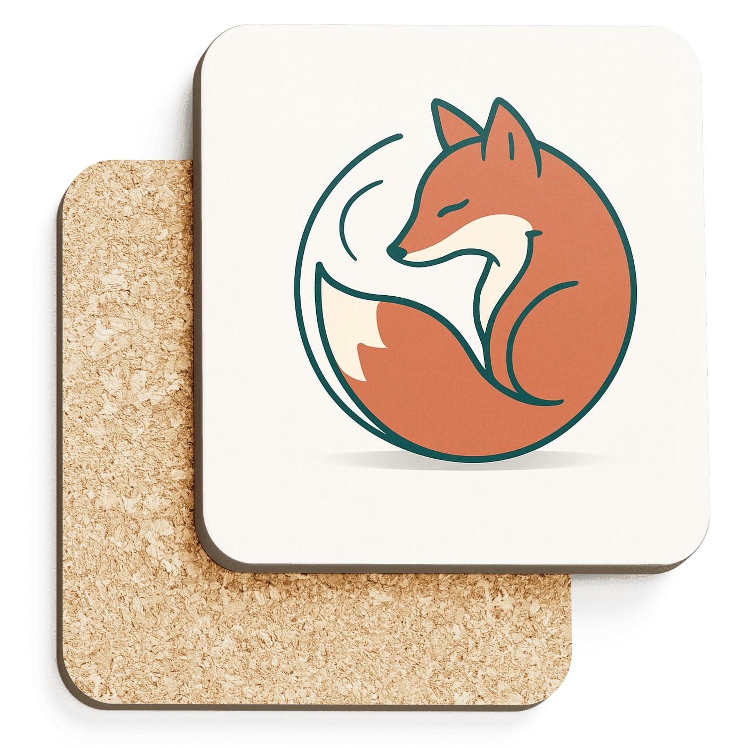 Lunar Fox Emblem personalized drink coasters