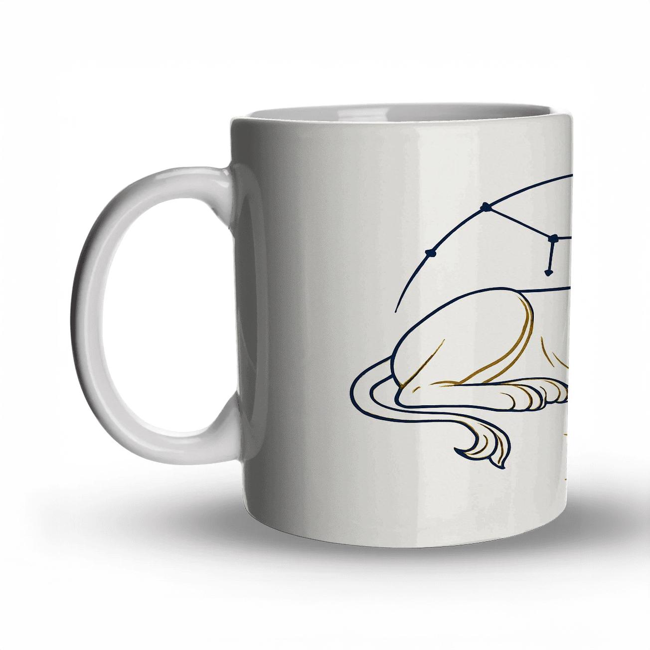 Regal Leo Line Art travel mugs with handles