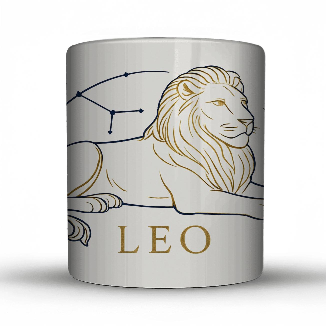 Regal Leo Line Art travel mugs with handles