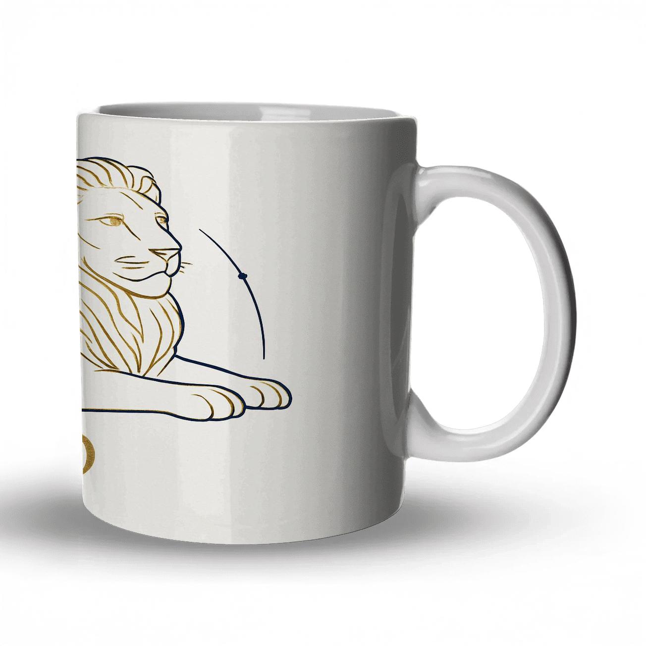 Regal Leo Line Art travel mugs with handles