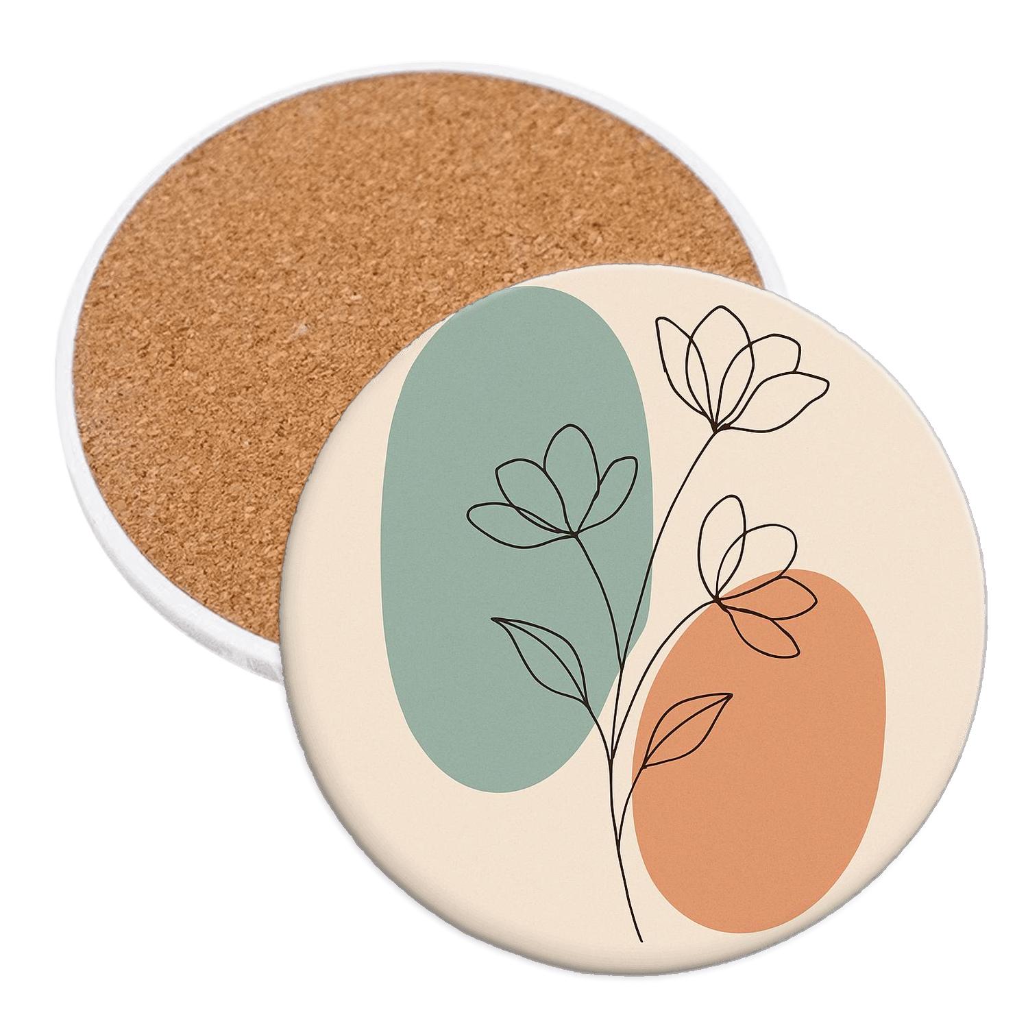 Serene Floral Contours coasters for home decor