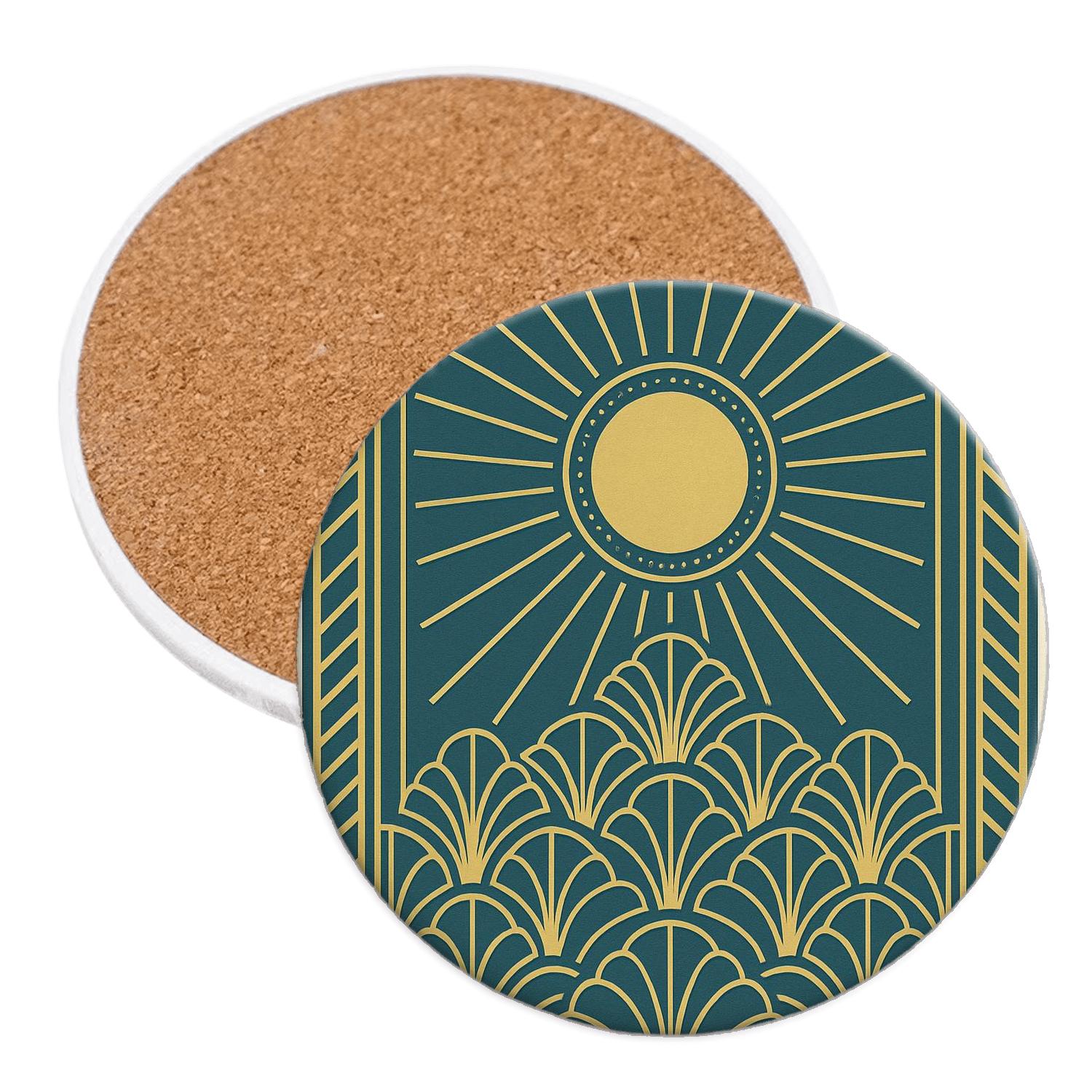 Art Deco Sunburst Panel decorative beverage coasters