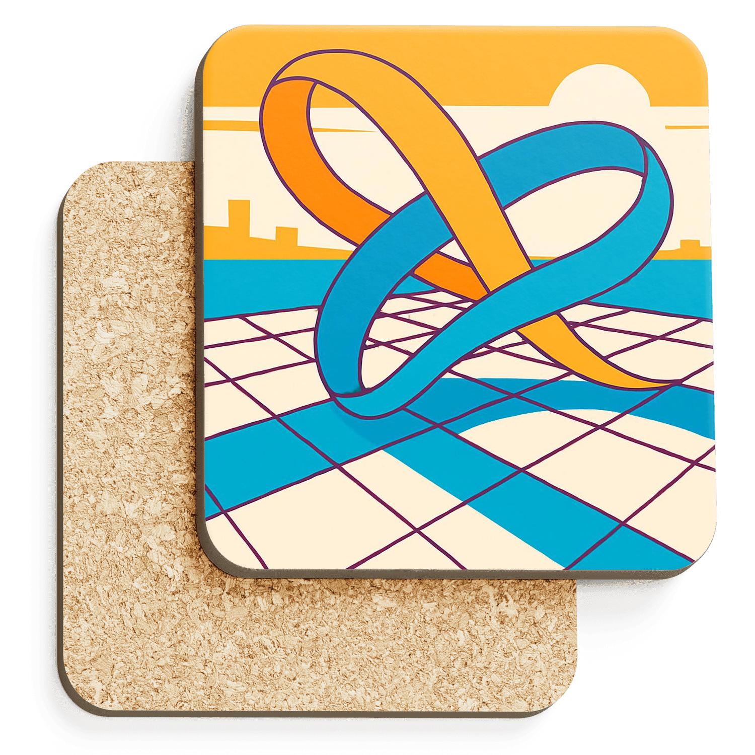 Solar Ribbon Grid wooden table coasters