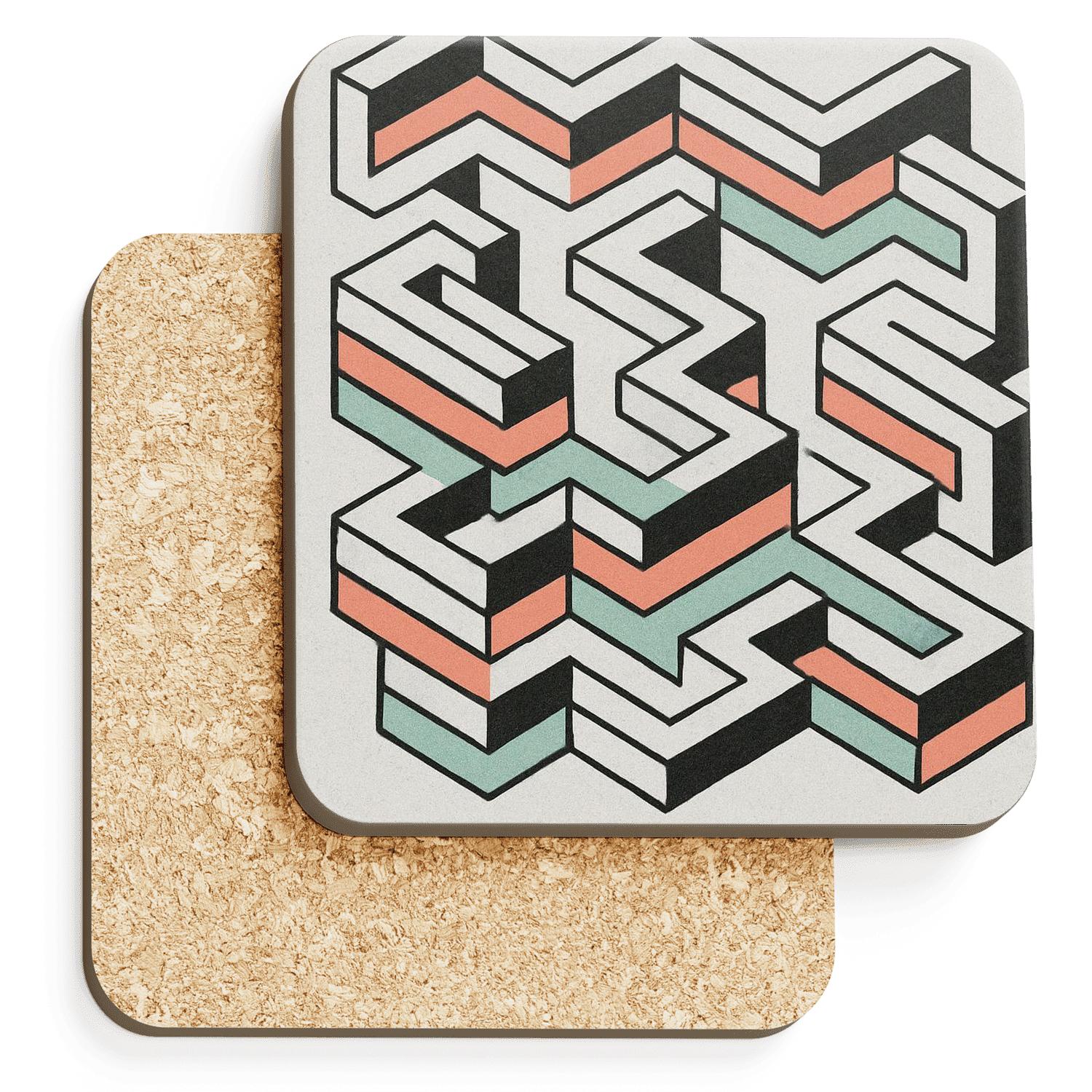 Brutalist Isometric Waves absorbent drink coasters