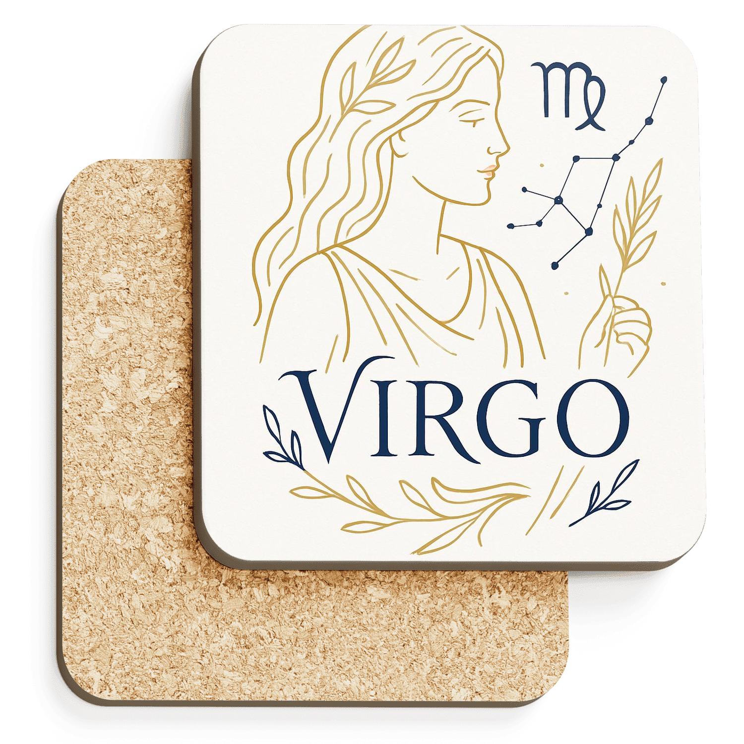 Virgo Auric Script wooden table coasters