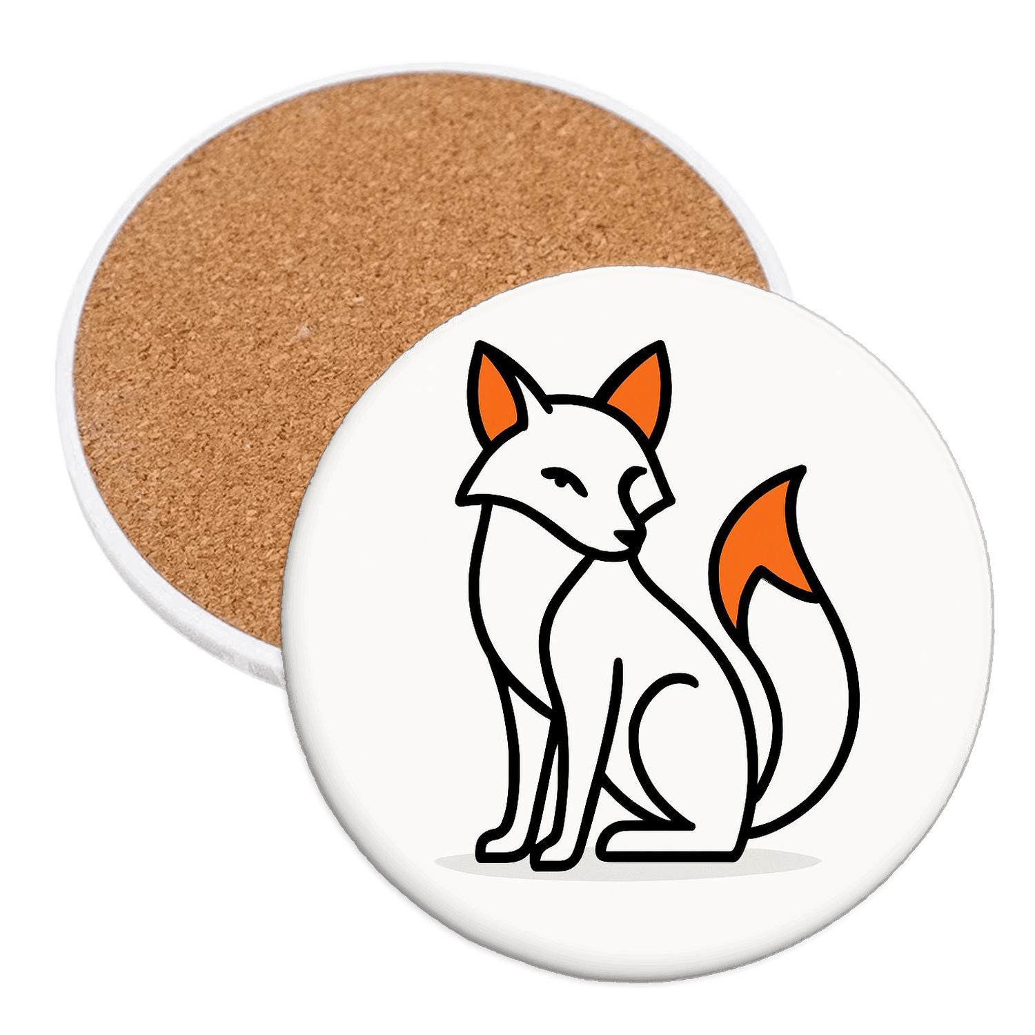 Minimalist Line Art Fox Pattern personalized drink coasters