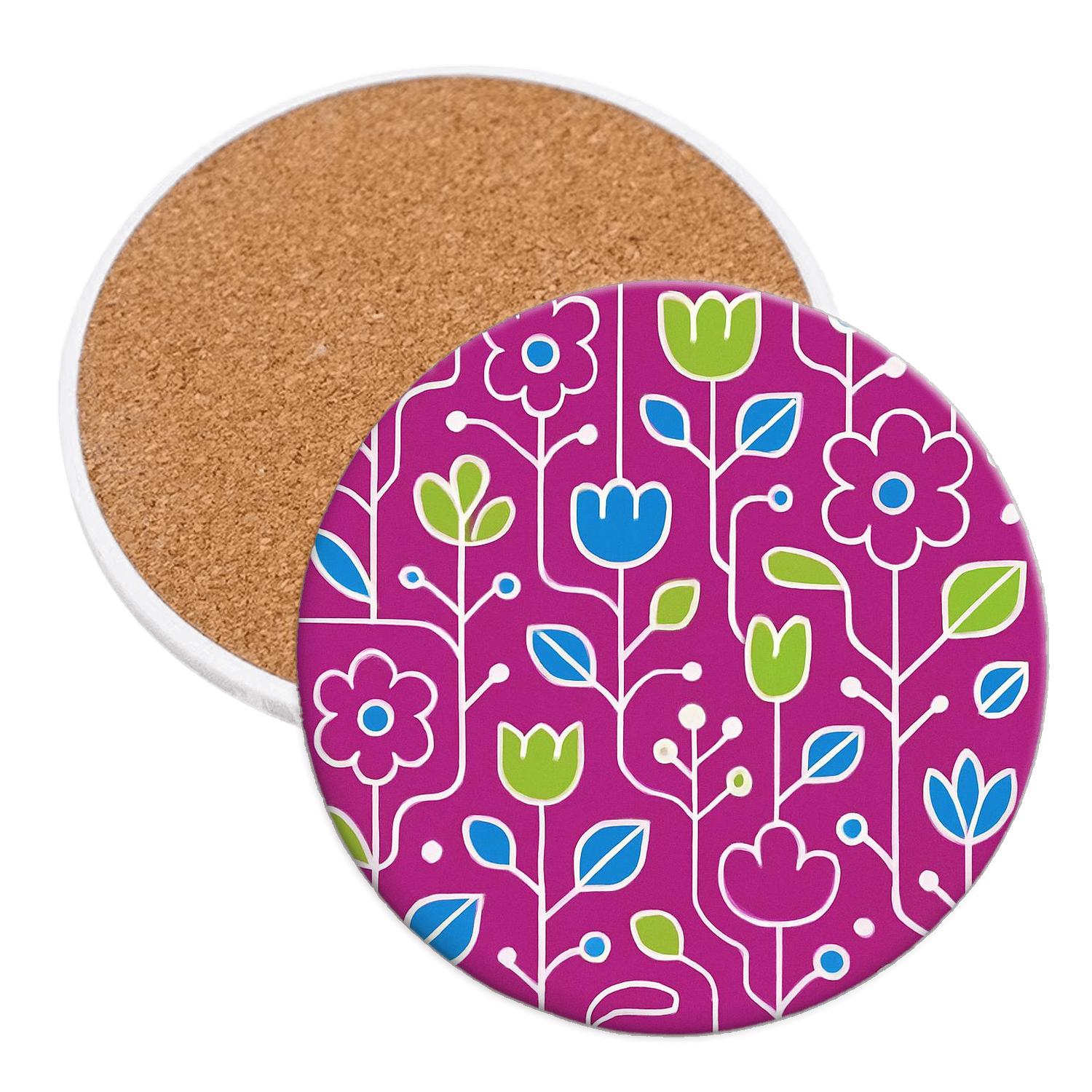 Luminous Grid Meadow custom engraved coasters