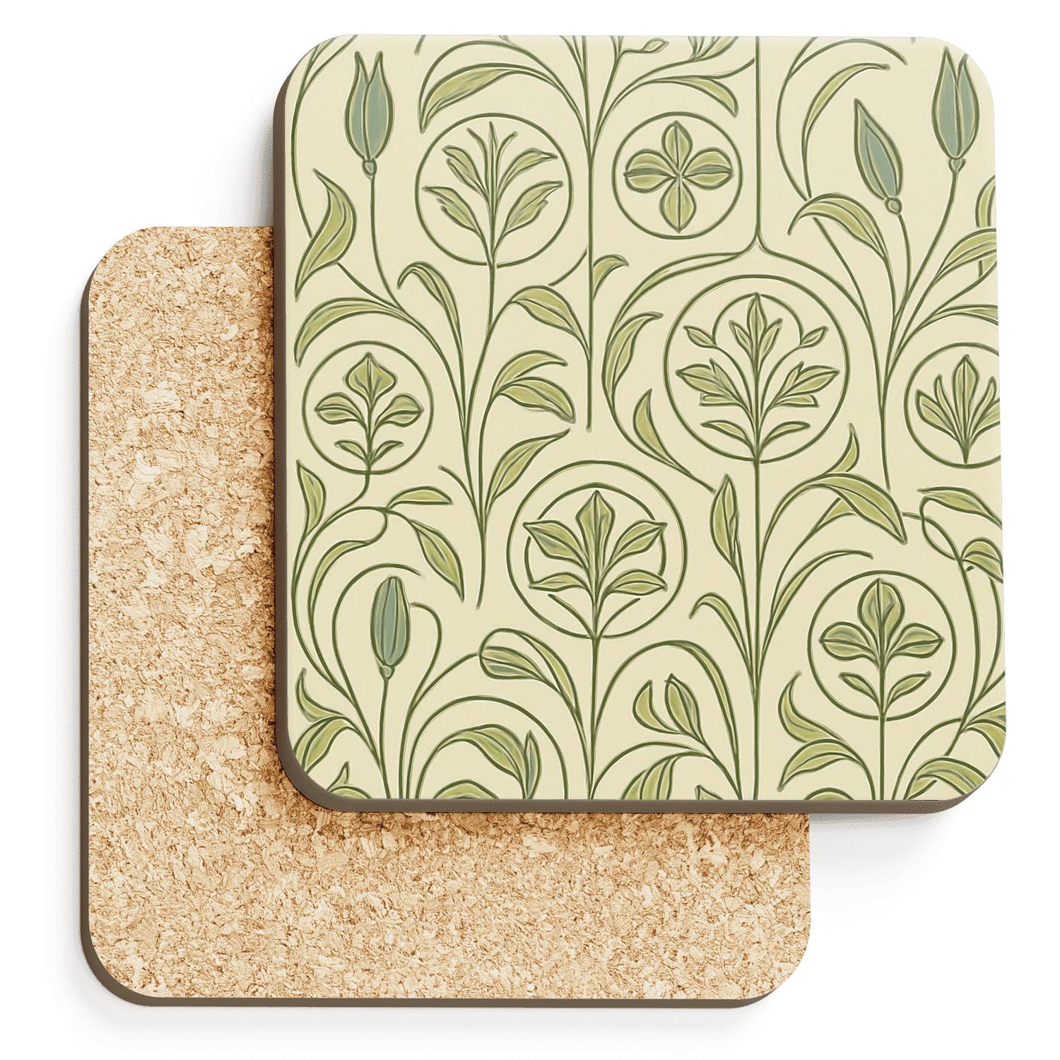 Ornamental Nouveau Botanica wooden table coasters
