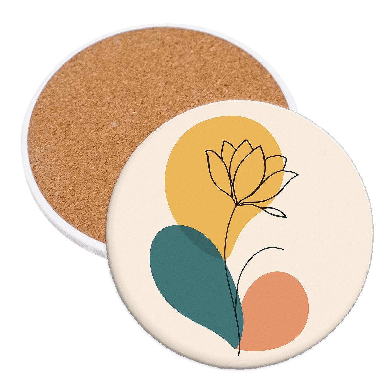 Saffron Blossom Contour elegant tabletop coasters