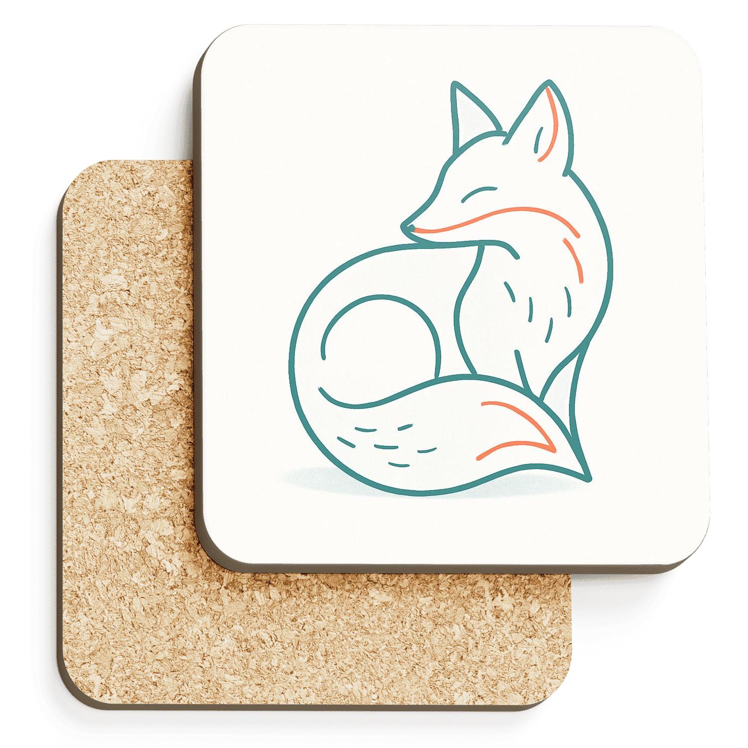 Minimalist Forest Fox wooden table coasters