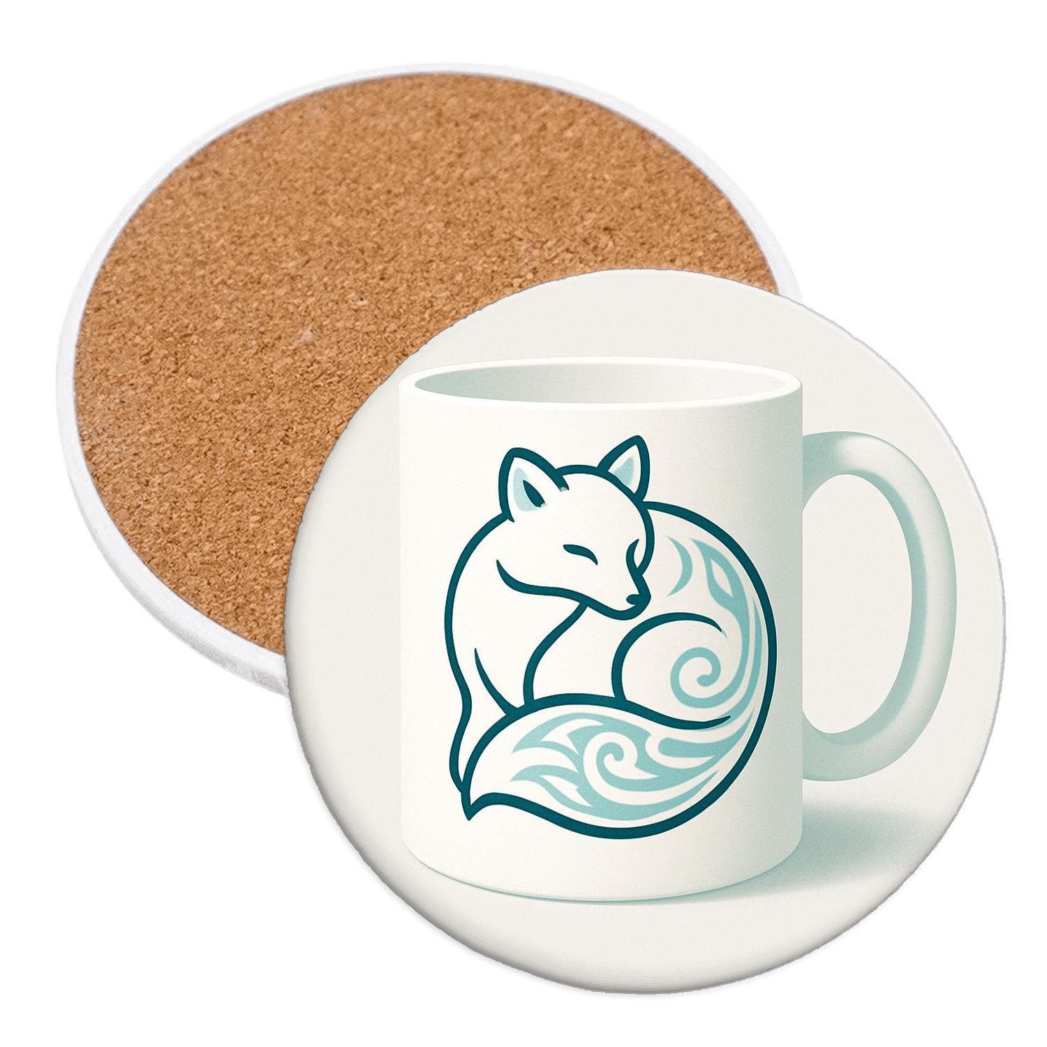 Arctic Fox Spiral elegant tabletop coasters