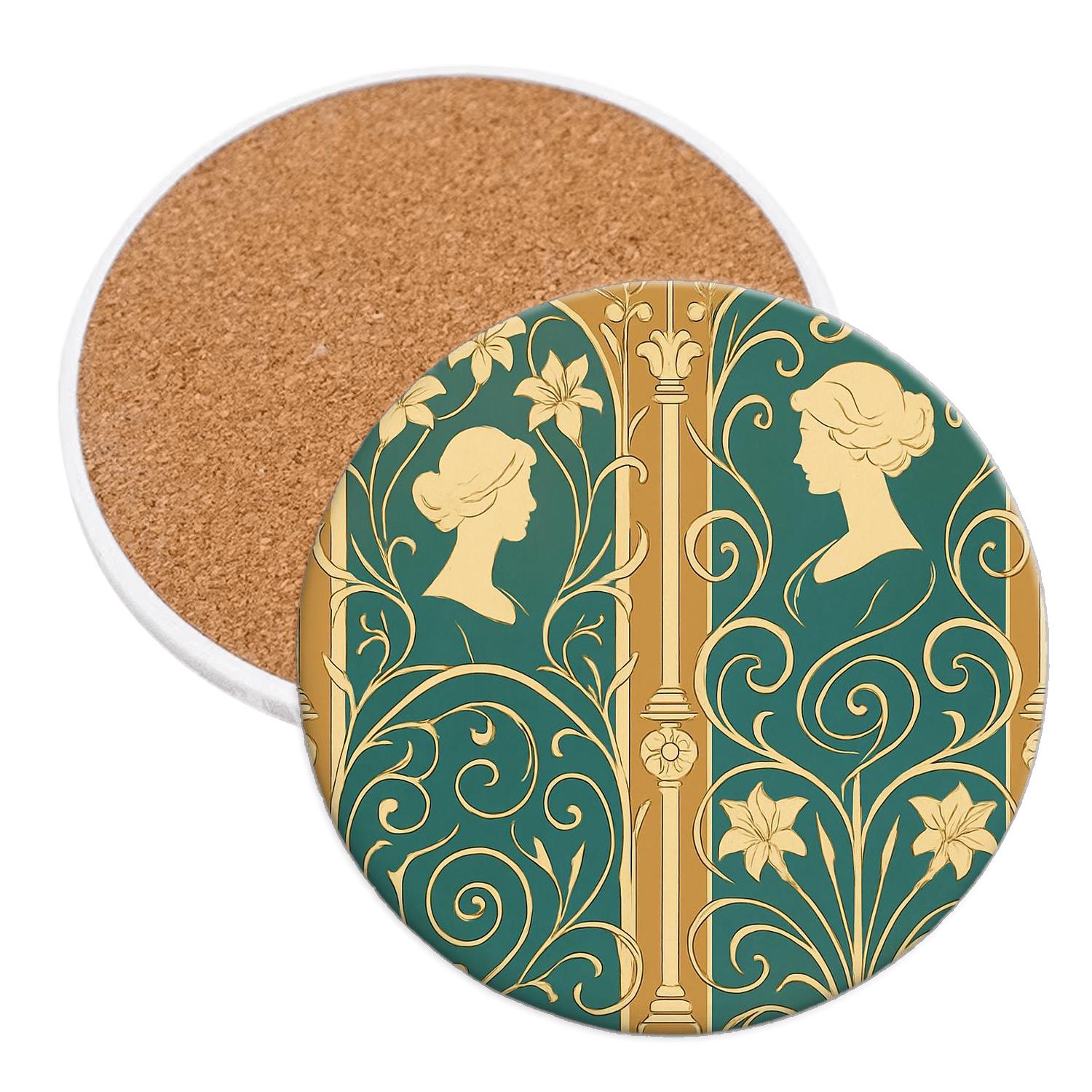 Ornamental Art Nouveau Panels wooden table coasters