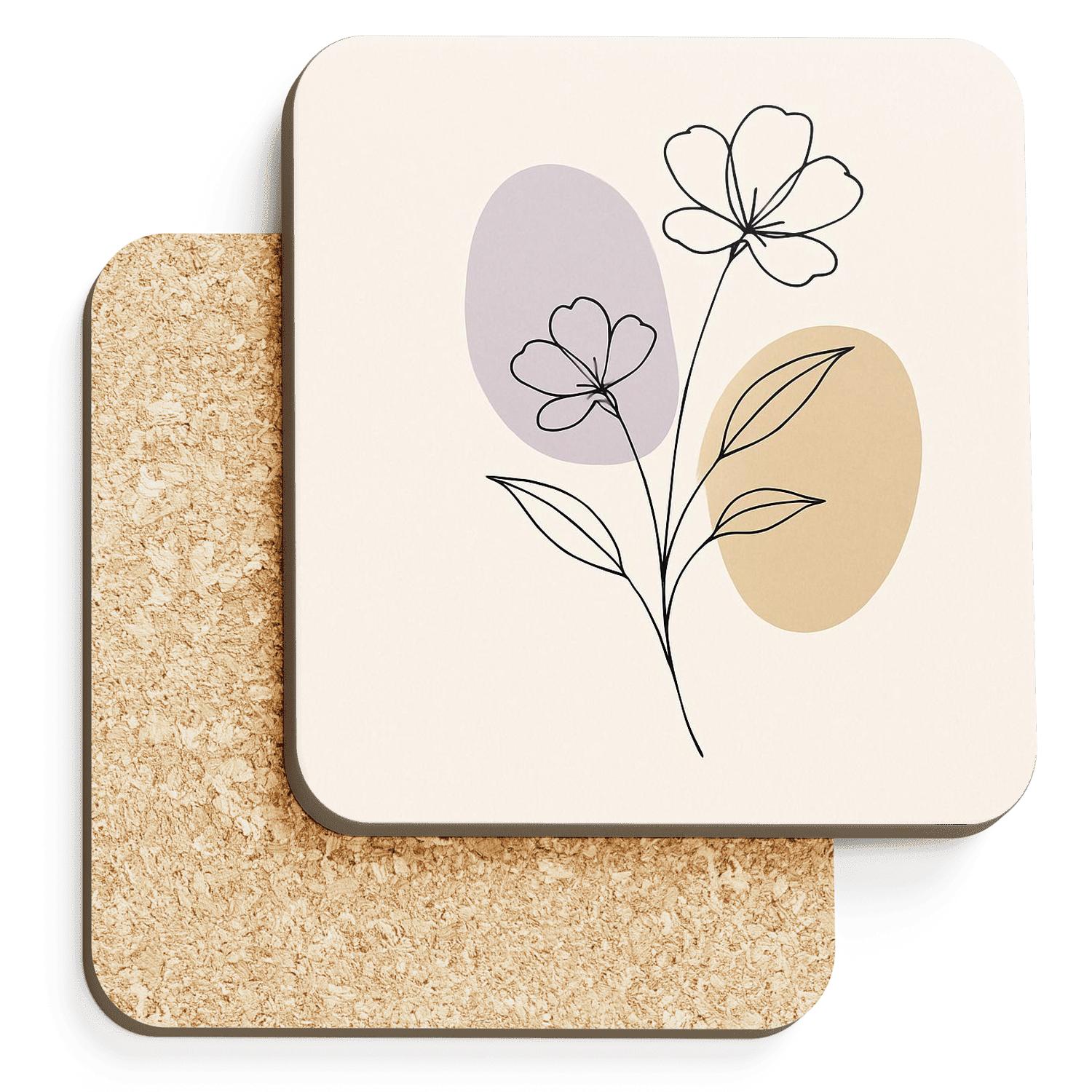 Elegant Floral Minimalist Line Design decorative beverage coasters