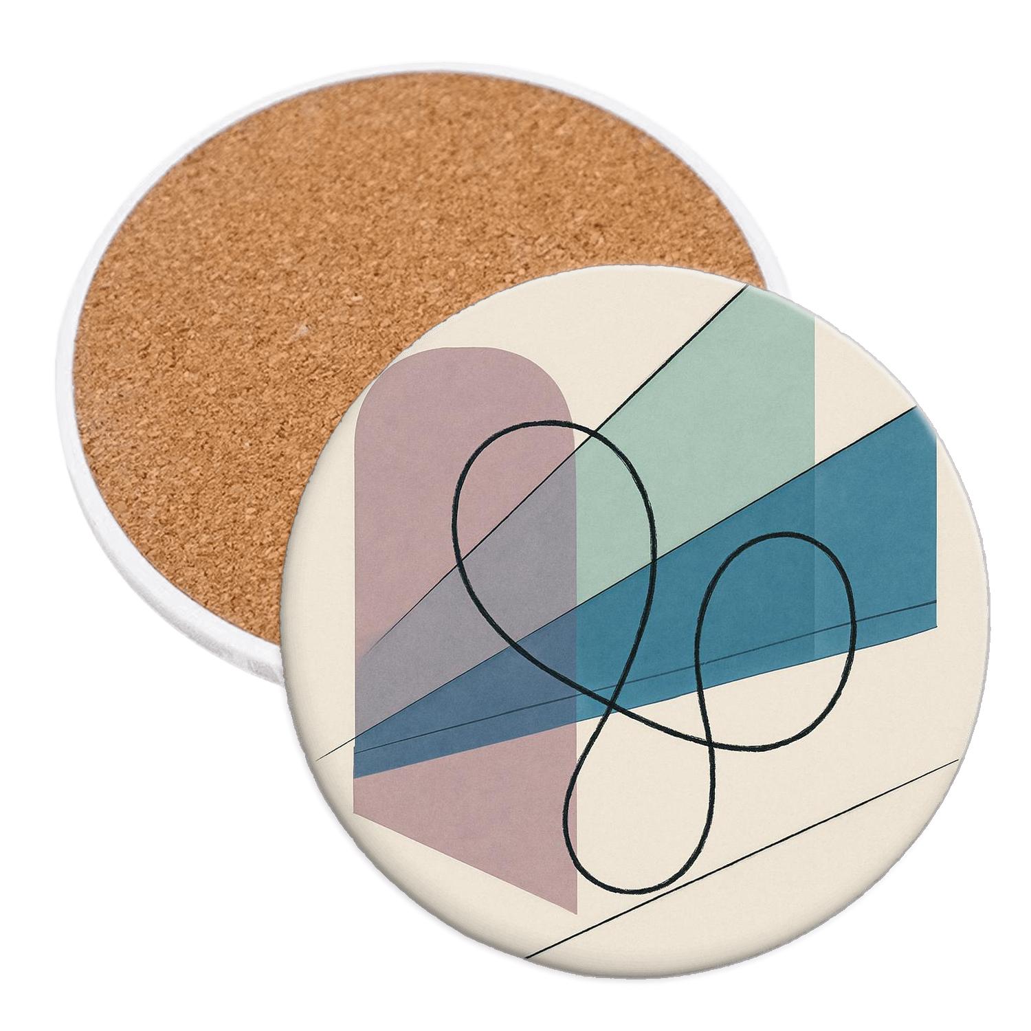 Cerulean Echo Geometry cork coaster sets