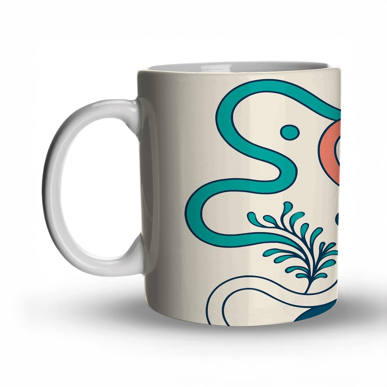 Coral Ribbon Map travel mugs with handles
