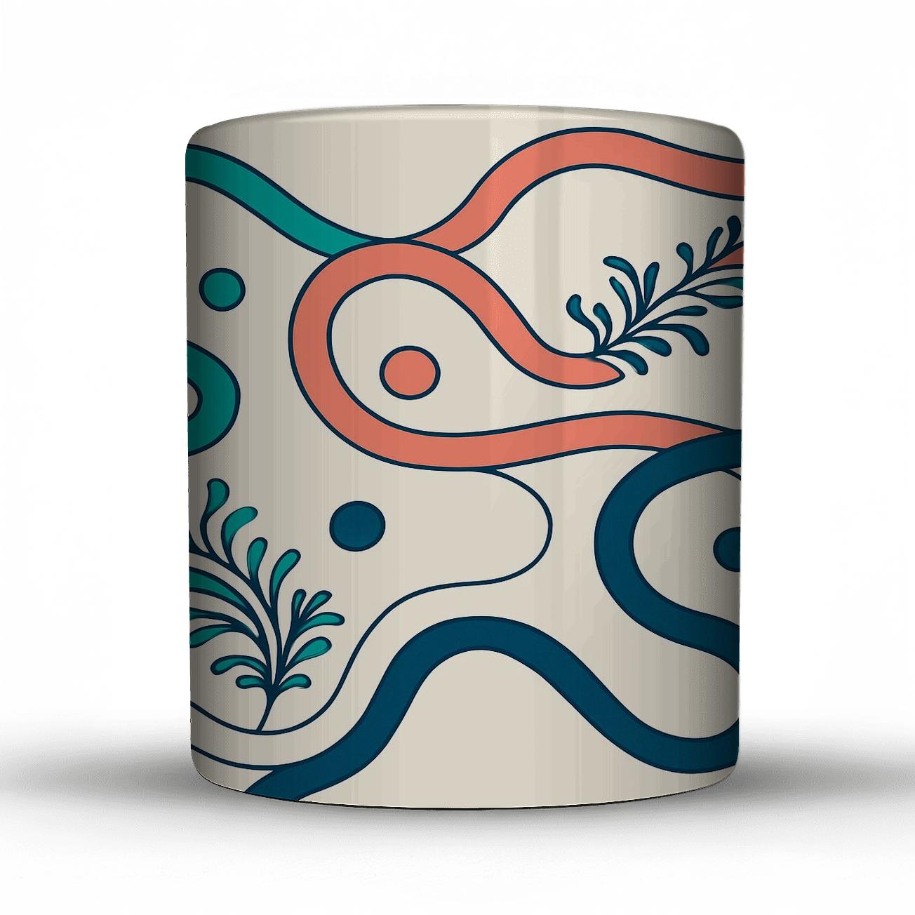 Coral Ribbon Map travel mugs with handles