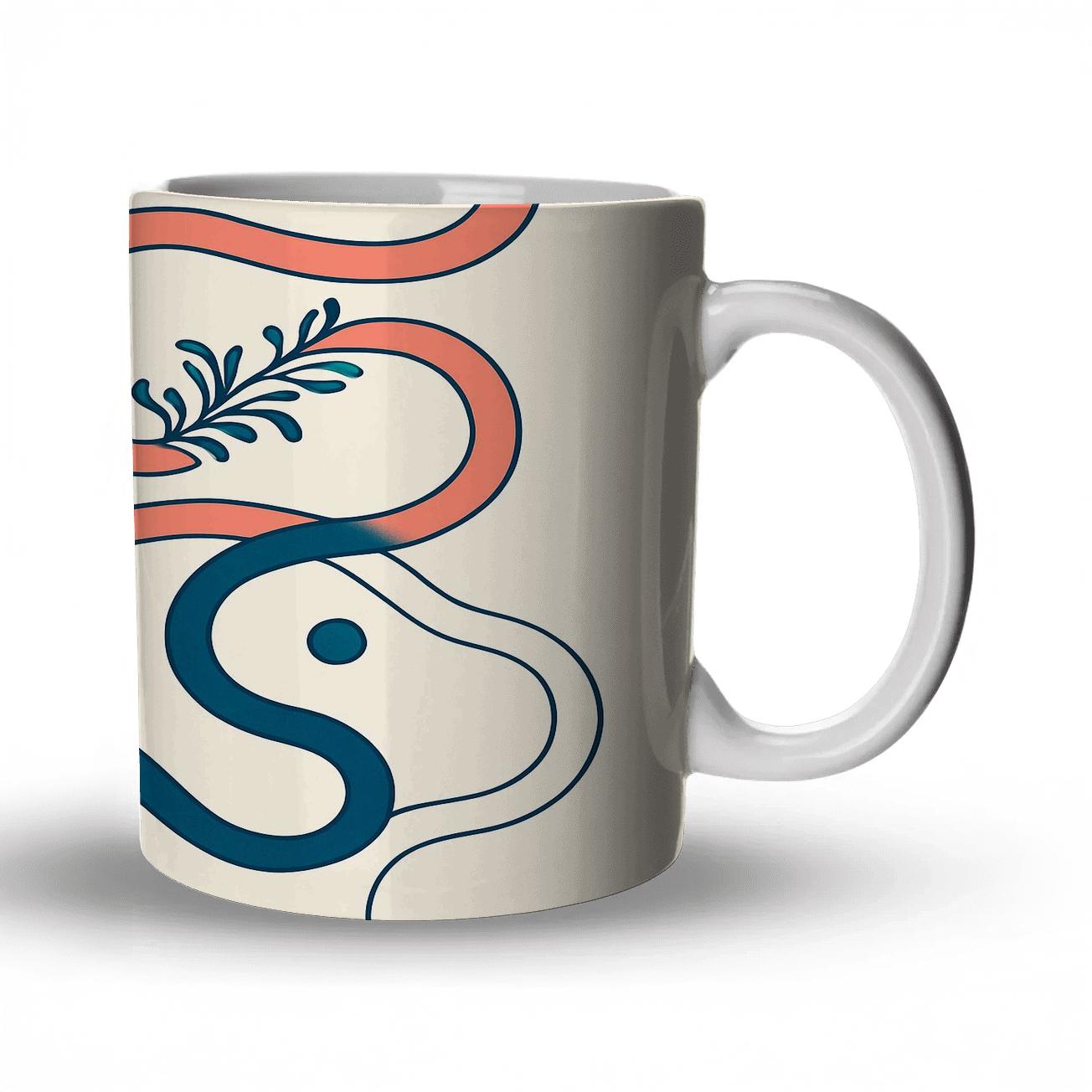 Coral Ribbon Map travel mugs with handles