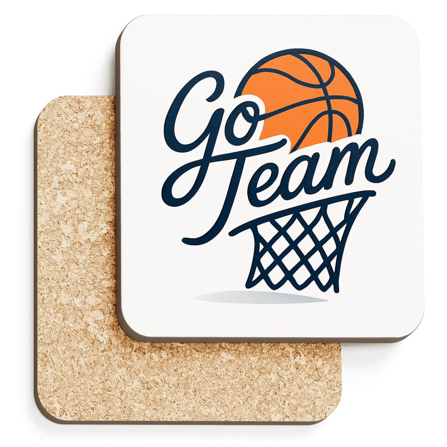 Dynamic Basketball Team Spirit Line Art custom engraved coasters