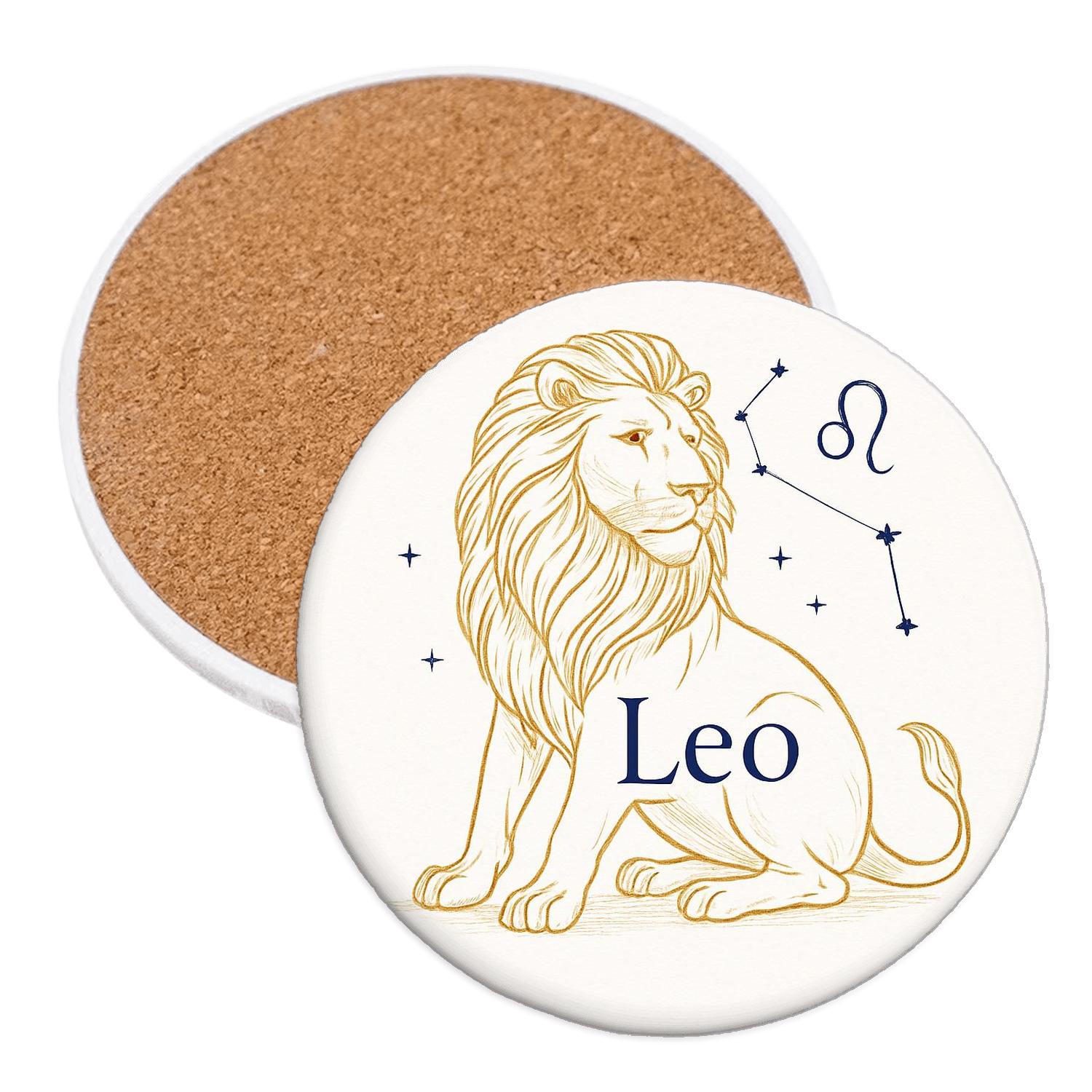 Leo Zodiac Minimalist Line Art Design elegant tabletop coasters