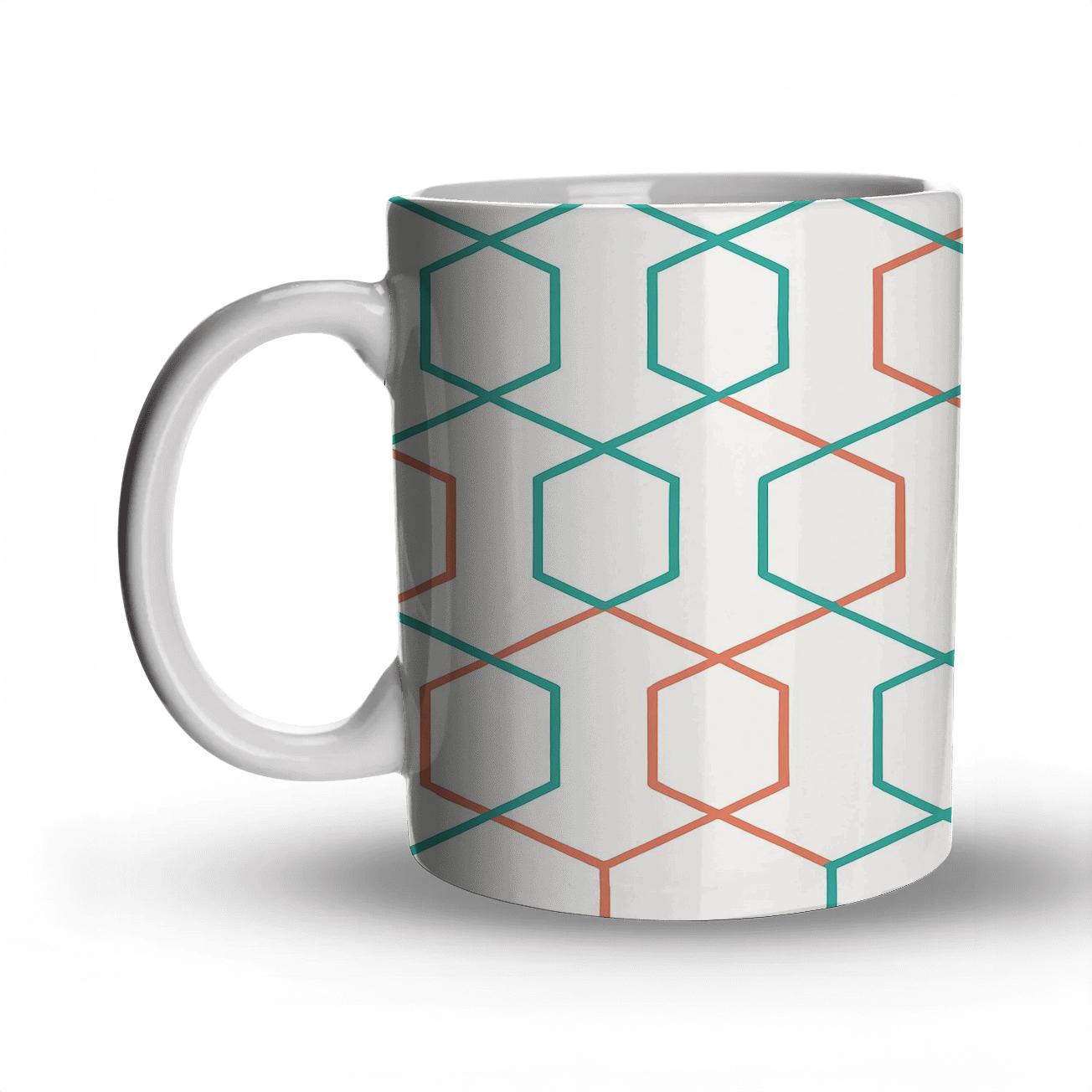 Interlocking Hexagonal Harmony novelty coffee mugs