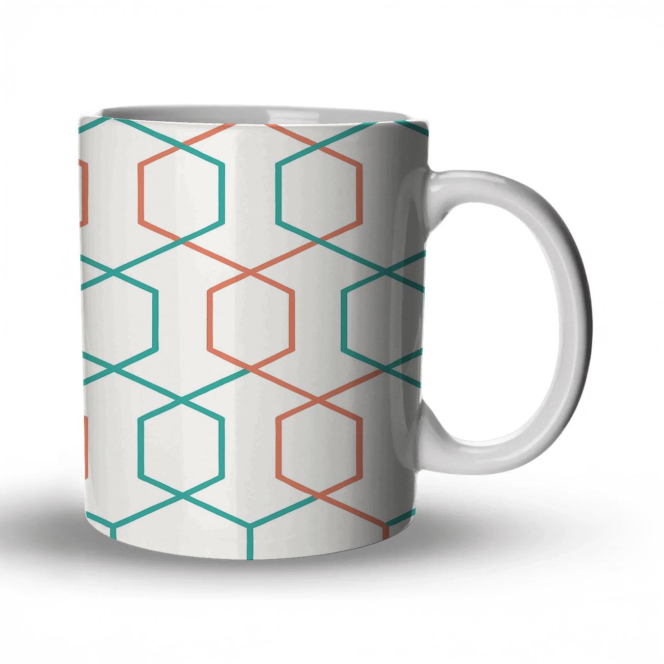 Interlocking Hexagonal Harmony novelty coffee mugs